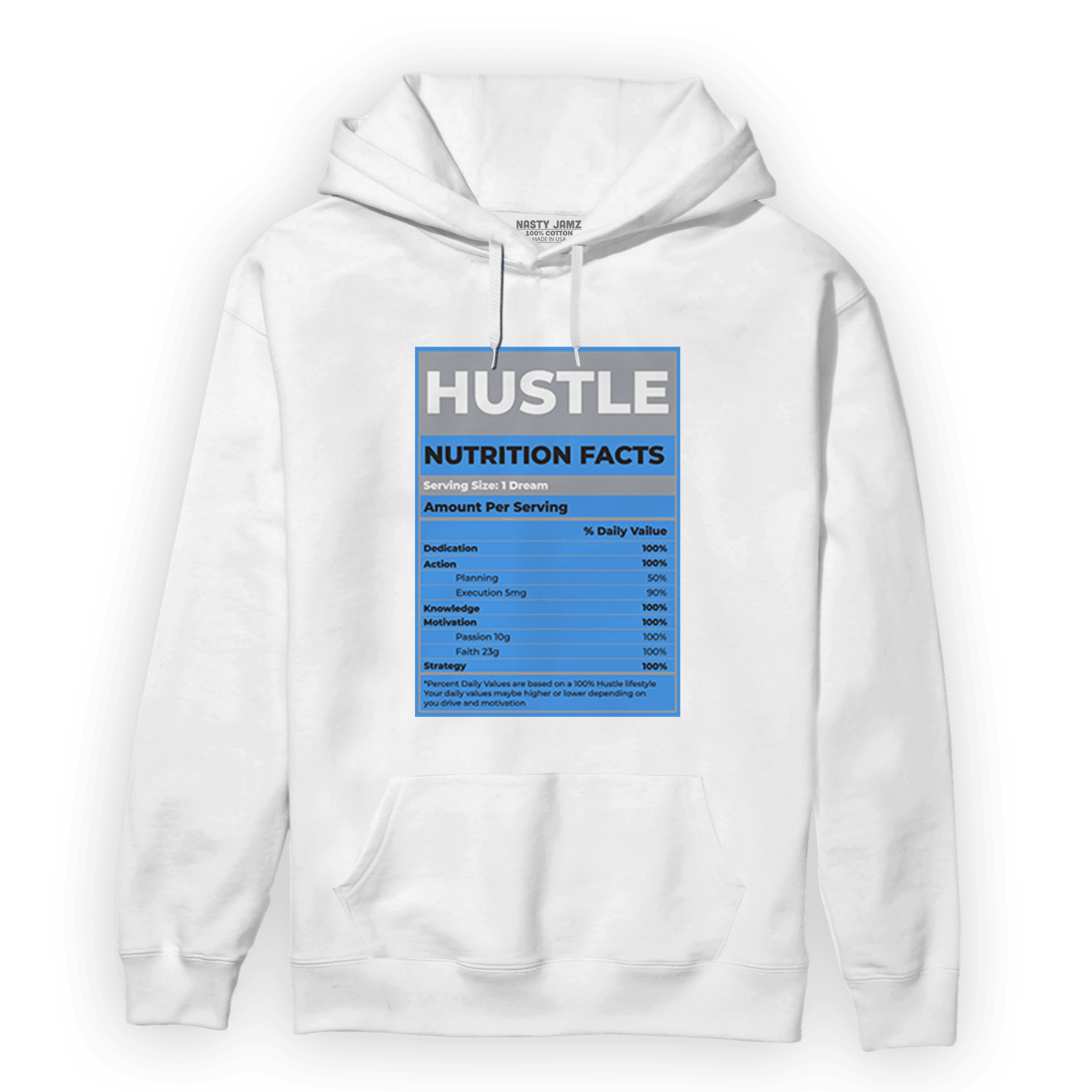 University Blue 5s Hoodie Match Hustle Nutrition Facts - NastyJamz