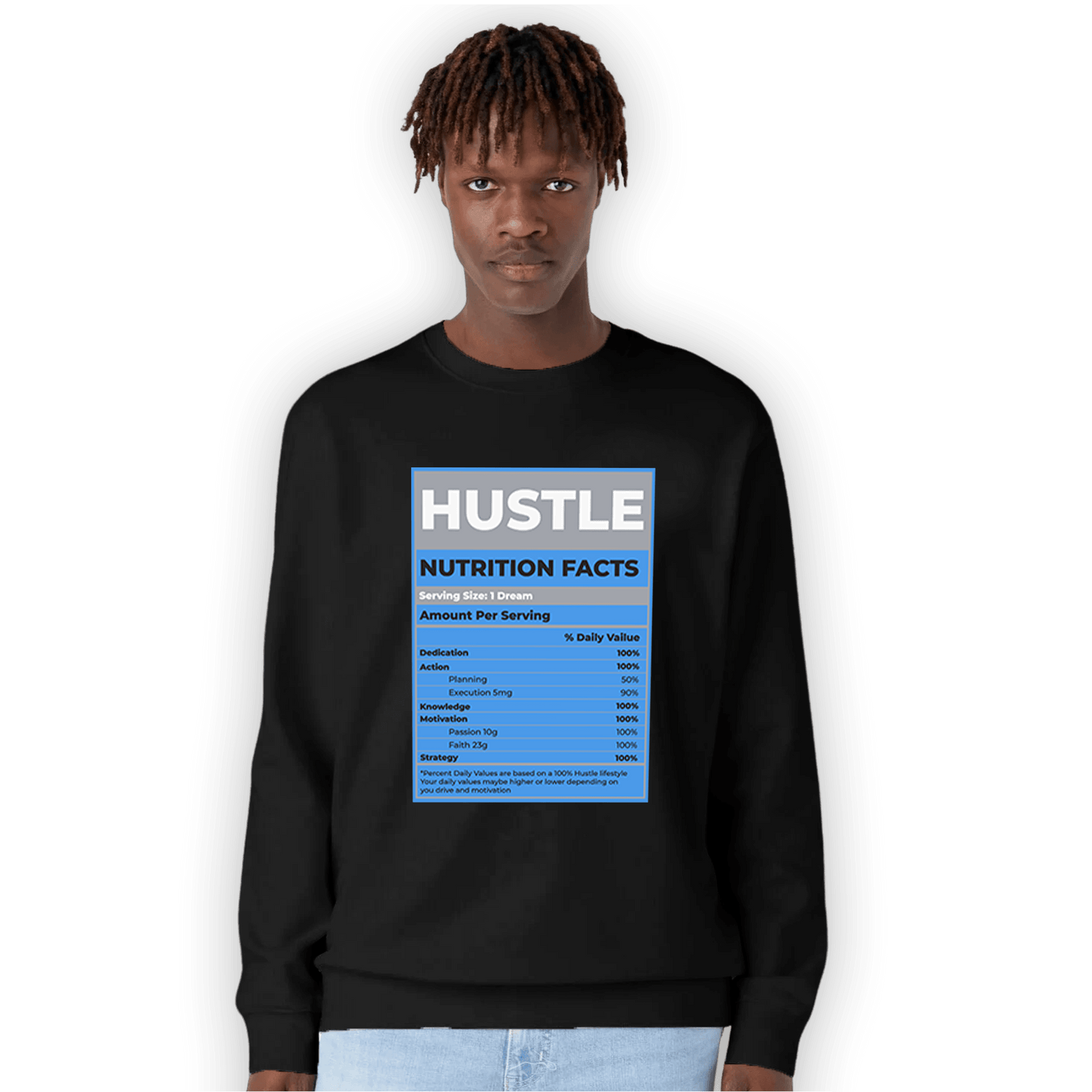 University Blue 5s Sweatshirt Match Hustle Nutrition Facts - NastyJamz