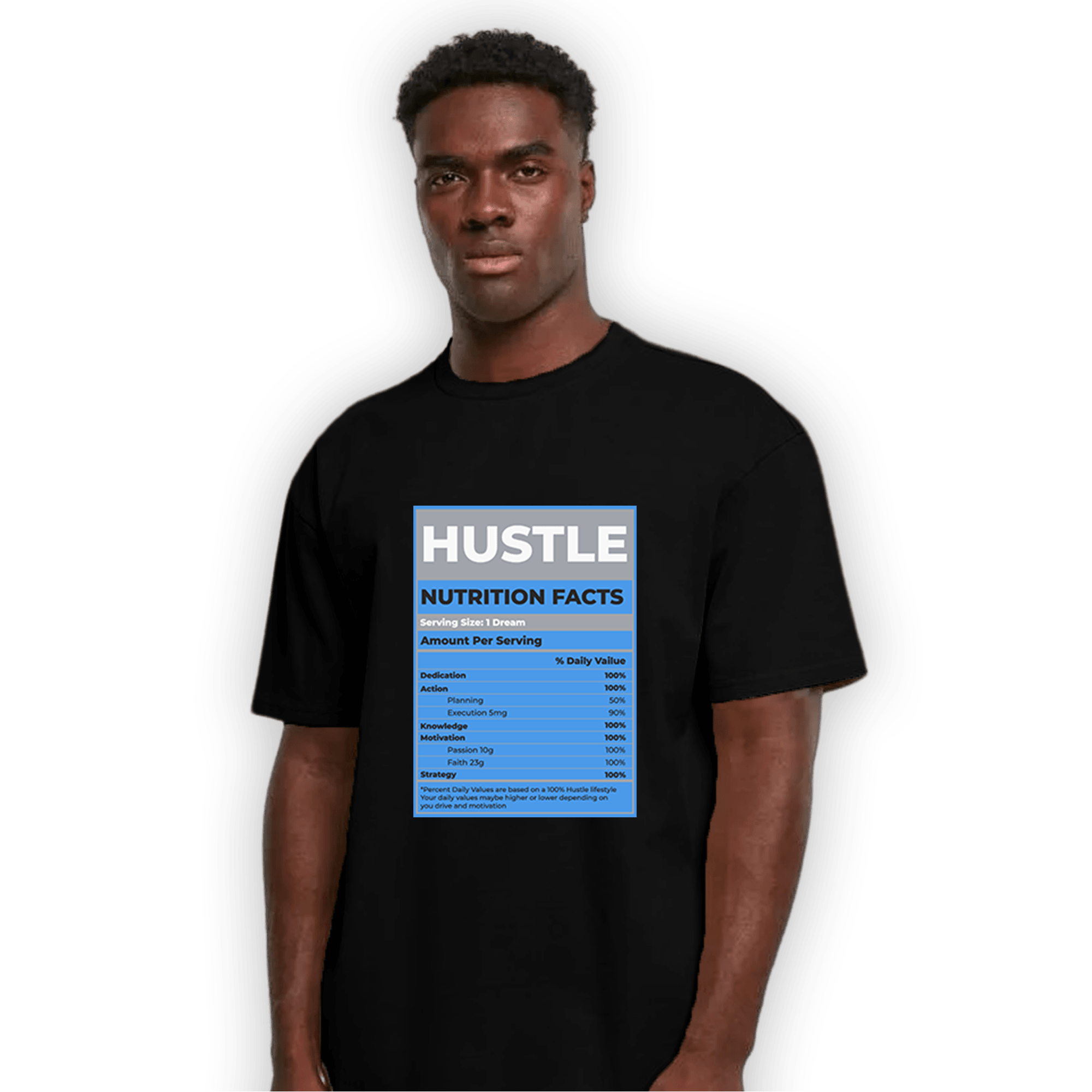 University Blue 5s T Shirt Match Hustle Nutrition Facts - NastyJamz