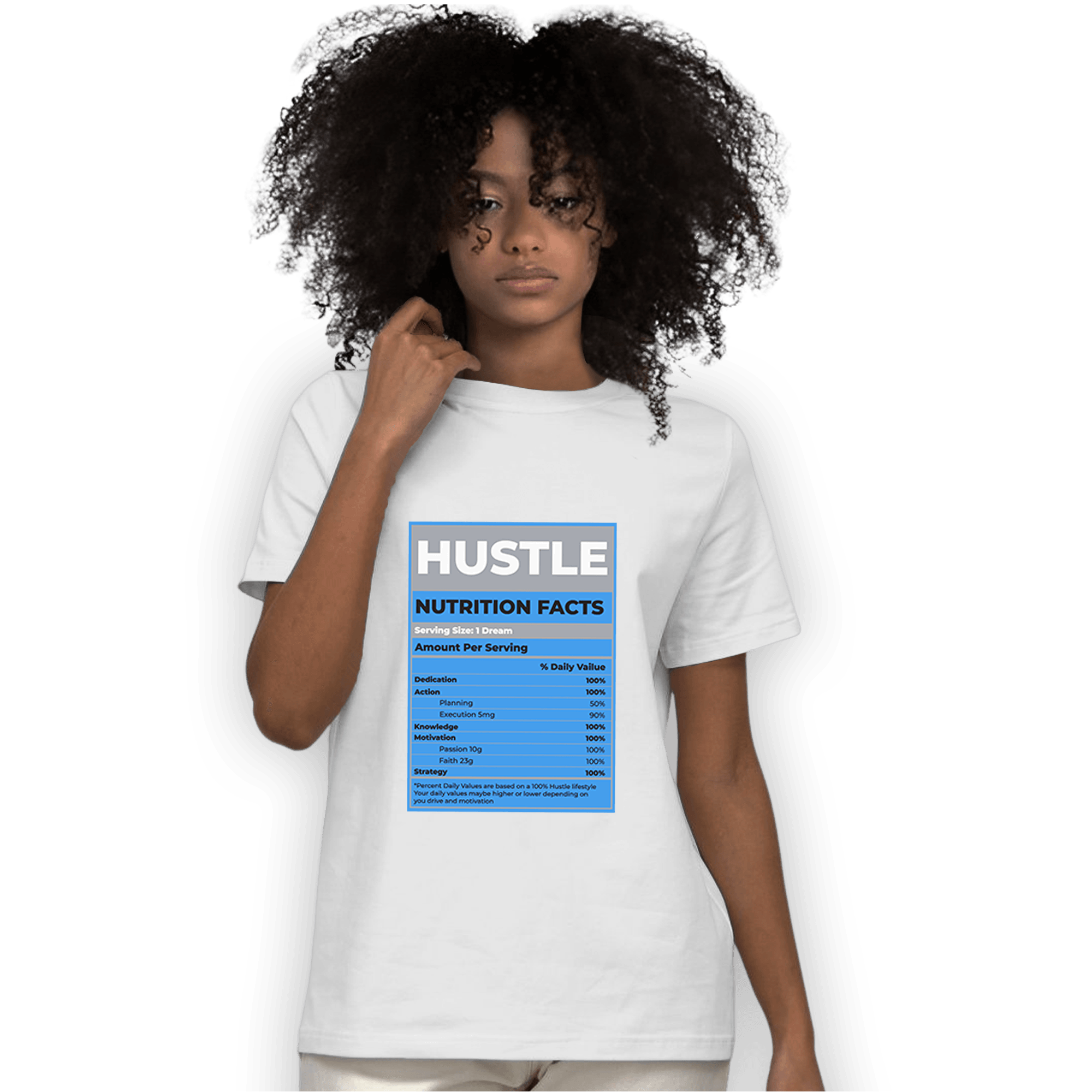 University Blue 5s T Shirt Match Hustle Nutrition Facts - NastyJamz