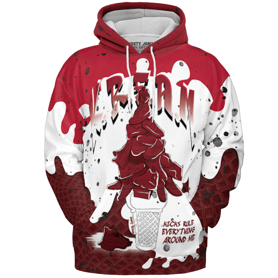 Cherry 12s Hoodie Match KREAM 3D All-Over Print Waffle Cone - NastyJamz