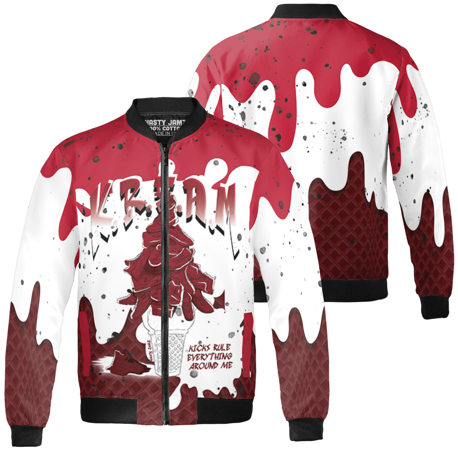Cherry 12s Jacket Match KREAM 3D All-Over Print Waffle Cone - NastyJamz