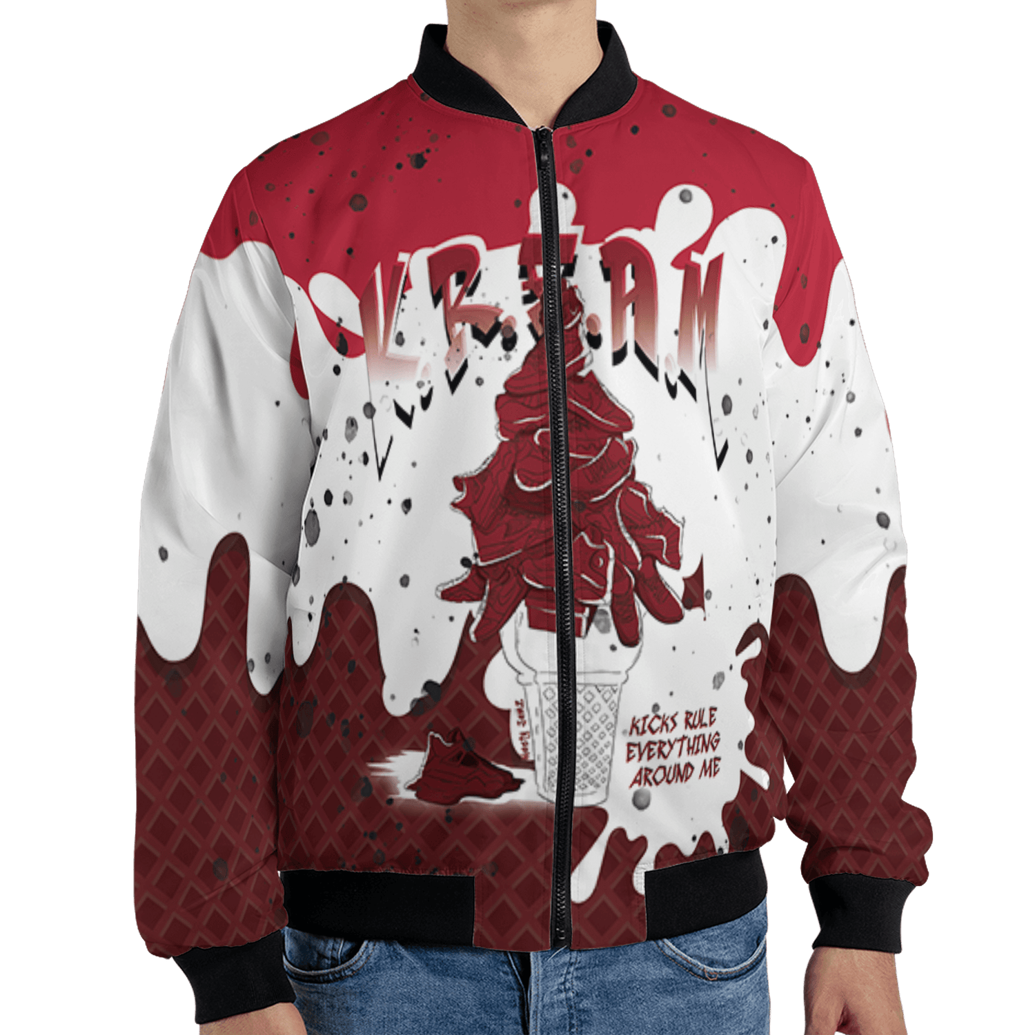 Cherry 12s Jacket Match KREAM 3D All-Over Print Waffle Cone - NastyJamz