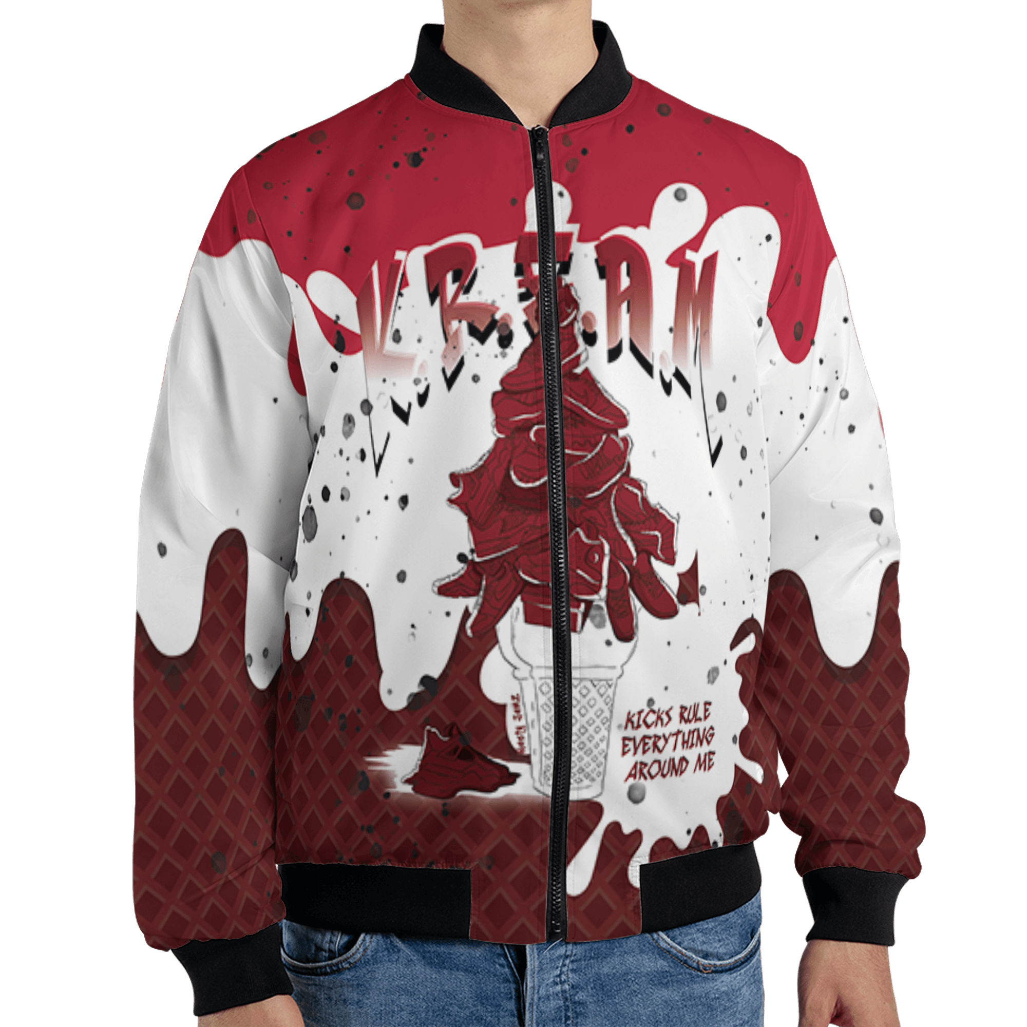 Cherry 12s Jacket Match KREAM 3D All-Over Print Waffle Cone - NastyJamz
