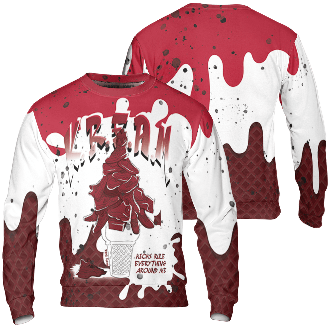 Cherry 12s Sweatshirt Match KREAM 3D All-Over Print Waffle Cone - NastyJamz