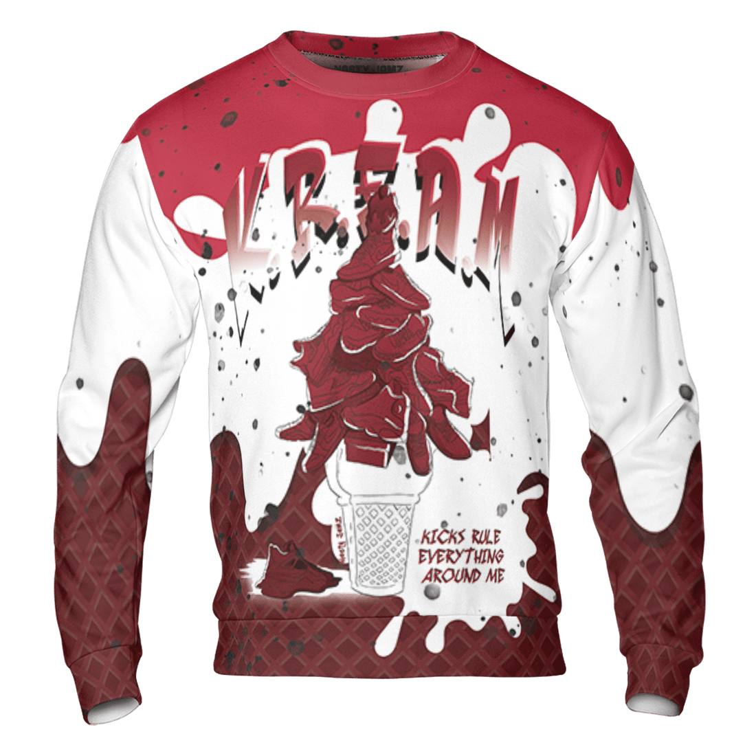 Cherry 12s Sweatshirt Match KREAM 3D All-Over Print Waffle Cone - NastyJamz
