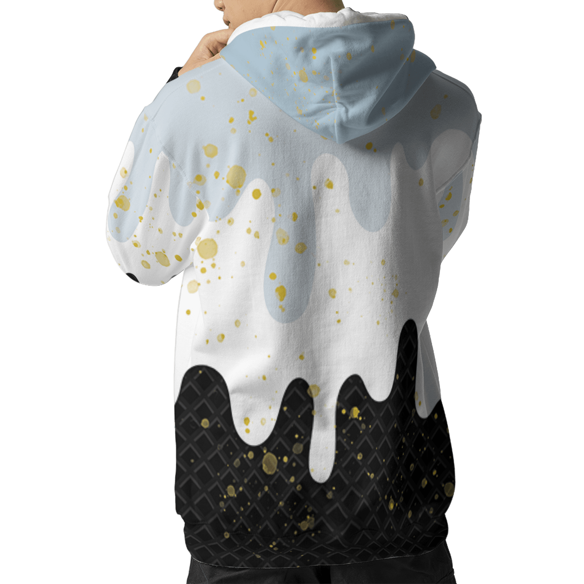 Blue Grey 13s Hoodie Match KREAM 3D All-Over Print Waffle Cone - NastyJamz