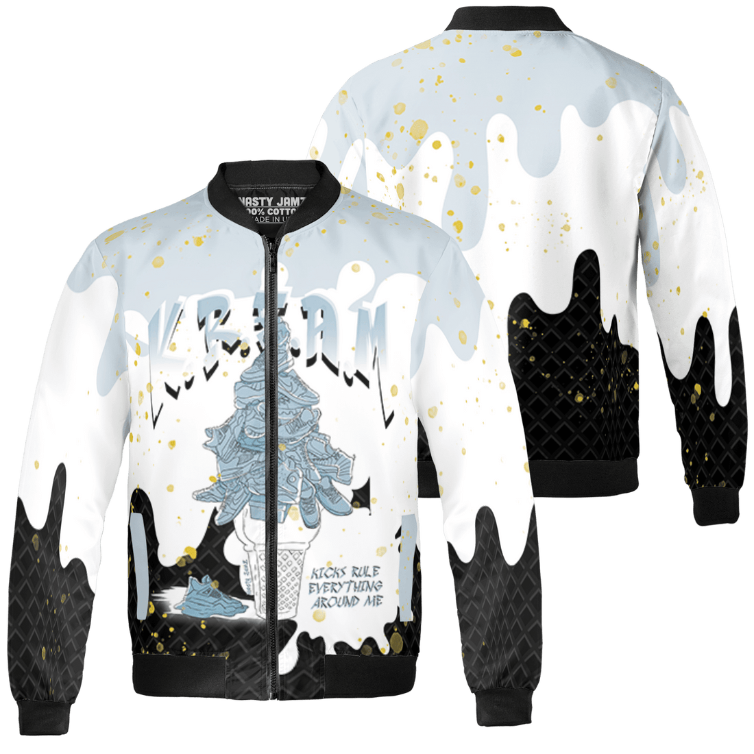 Blue Grey 13s Jacket Match KREAM 3D All-Over Print Waffle Cone - NastyJamz
