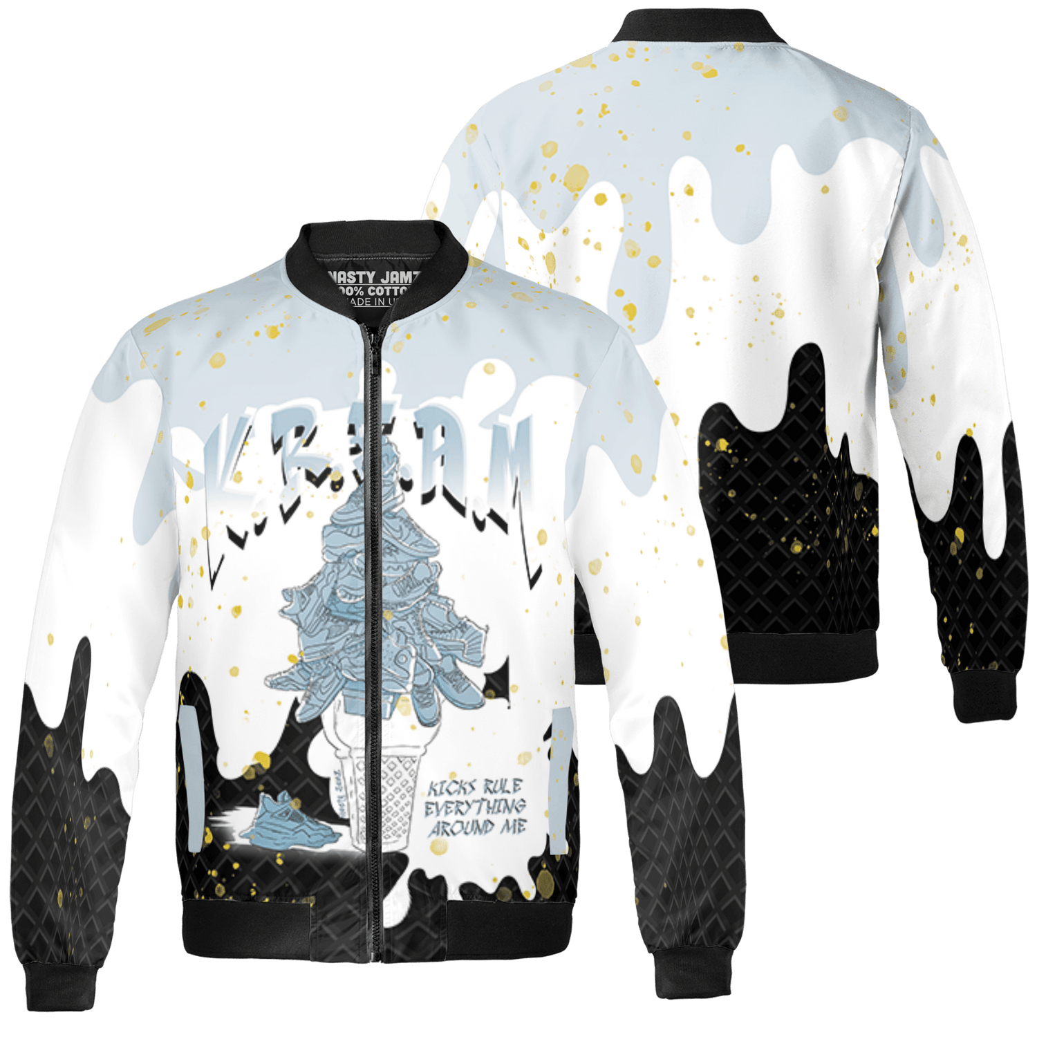 Blue Grey 13s Jacket Match KREAM 3D All-Over Print Waffle Cone - NastyJamz