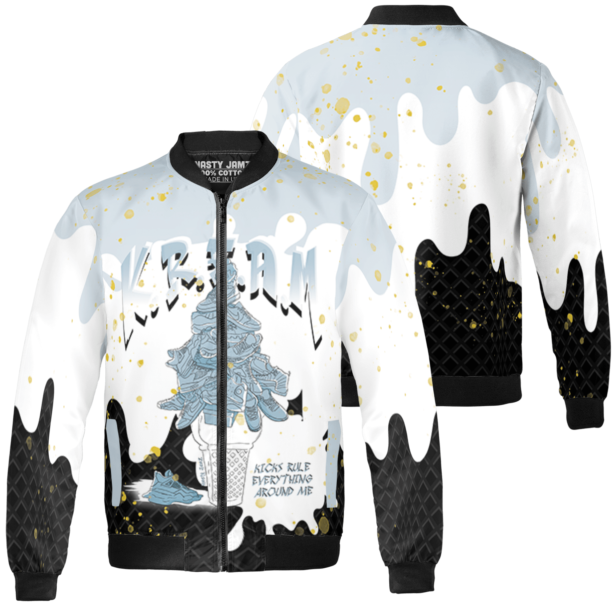 Blue Grey 13s Jacket Match KREAM 3D All-Over Print Waffle Cone - NastyJamz