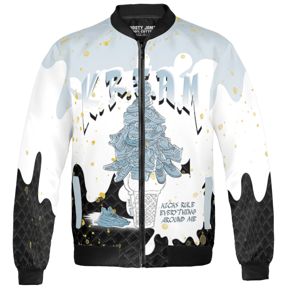 Blue Grey 13s Jacket Match KREAM 3D All-Over Print Waffle Cone - NastyJamz