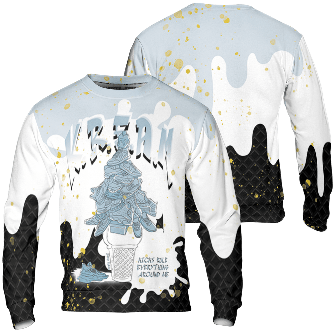 Blue Grey 13s Sweatshirt Match KREAM 3D All-Over Print Waffle Cone - NastyJamz