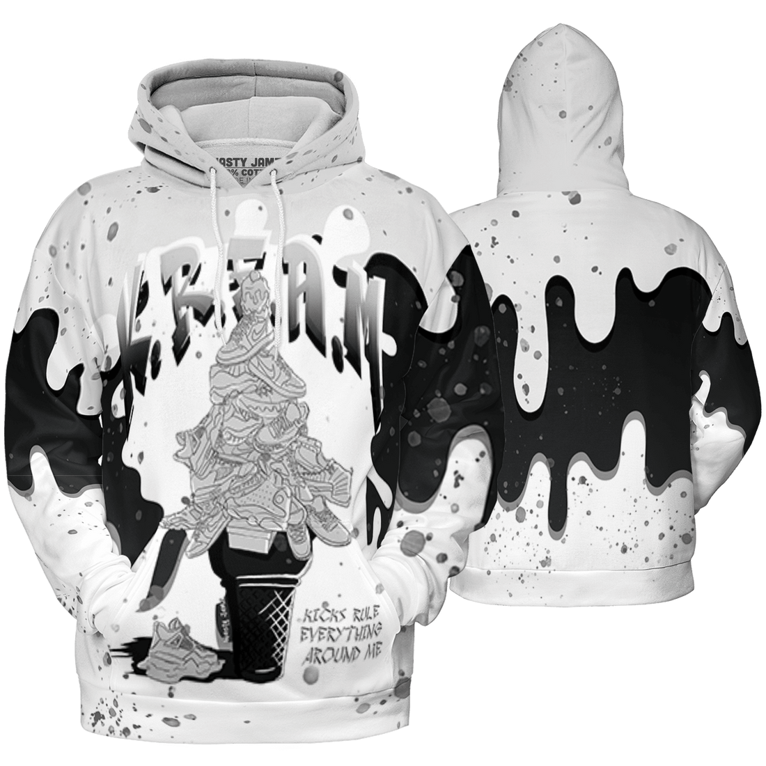 Retro High OG Black White 1s Hoodie Match KREAM 3D All-Over Print Waffle Cone - NastyJamz