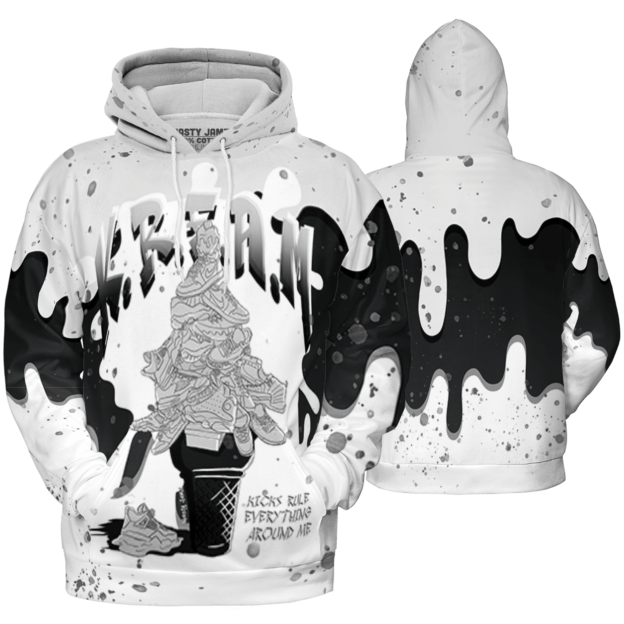 Retro High OG Black White 1s Hoodie Match KREAM 3D All-Over Print Waffle Cone - NastyJamz