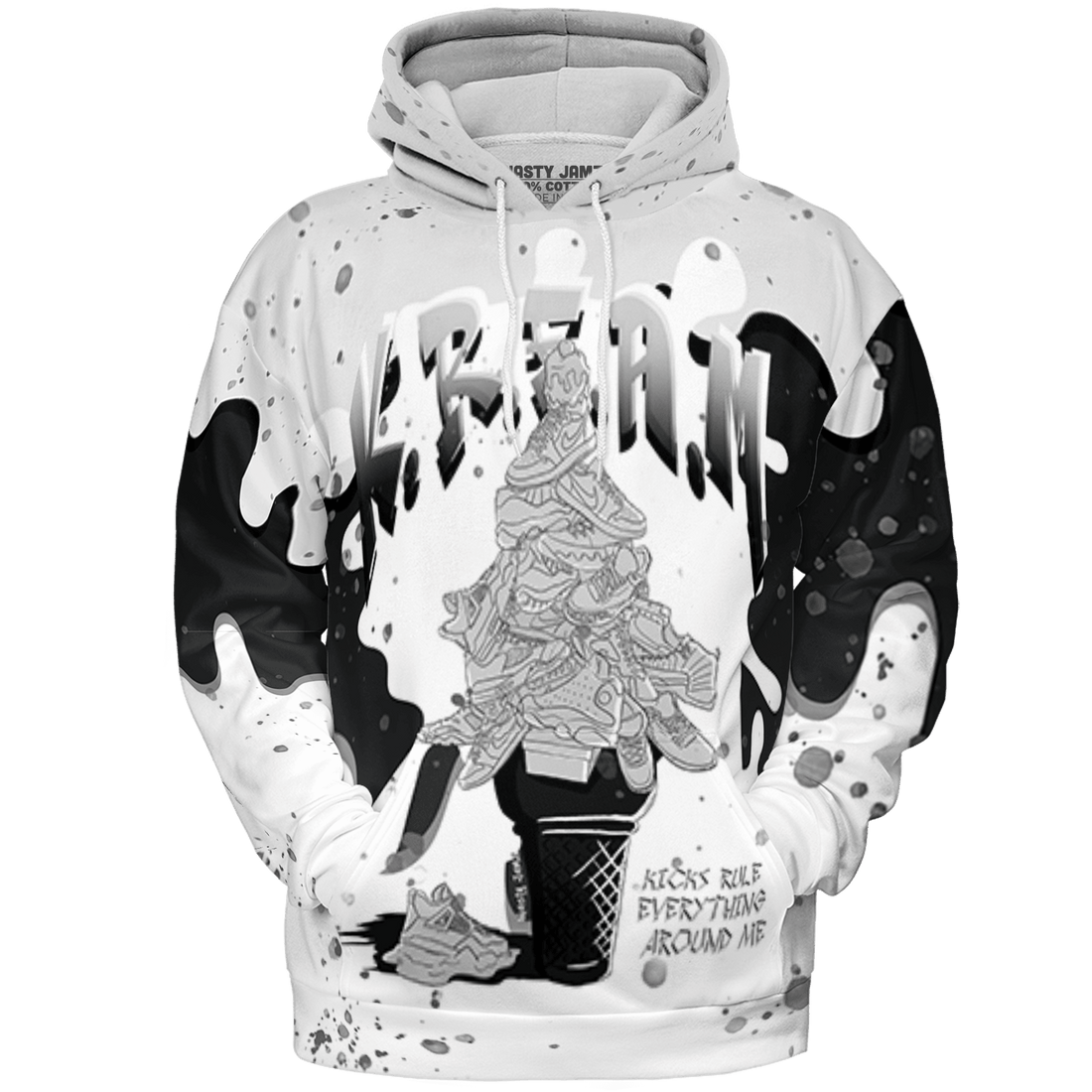 Retro High OG Black White 1s Hoodie Match KREAM 3D All-Over Print Waffle Cone - NastyJamz