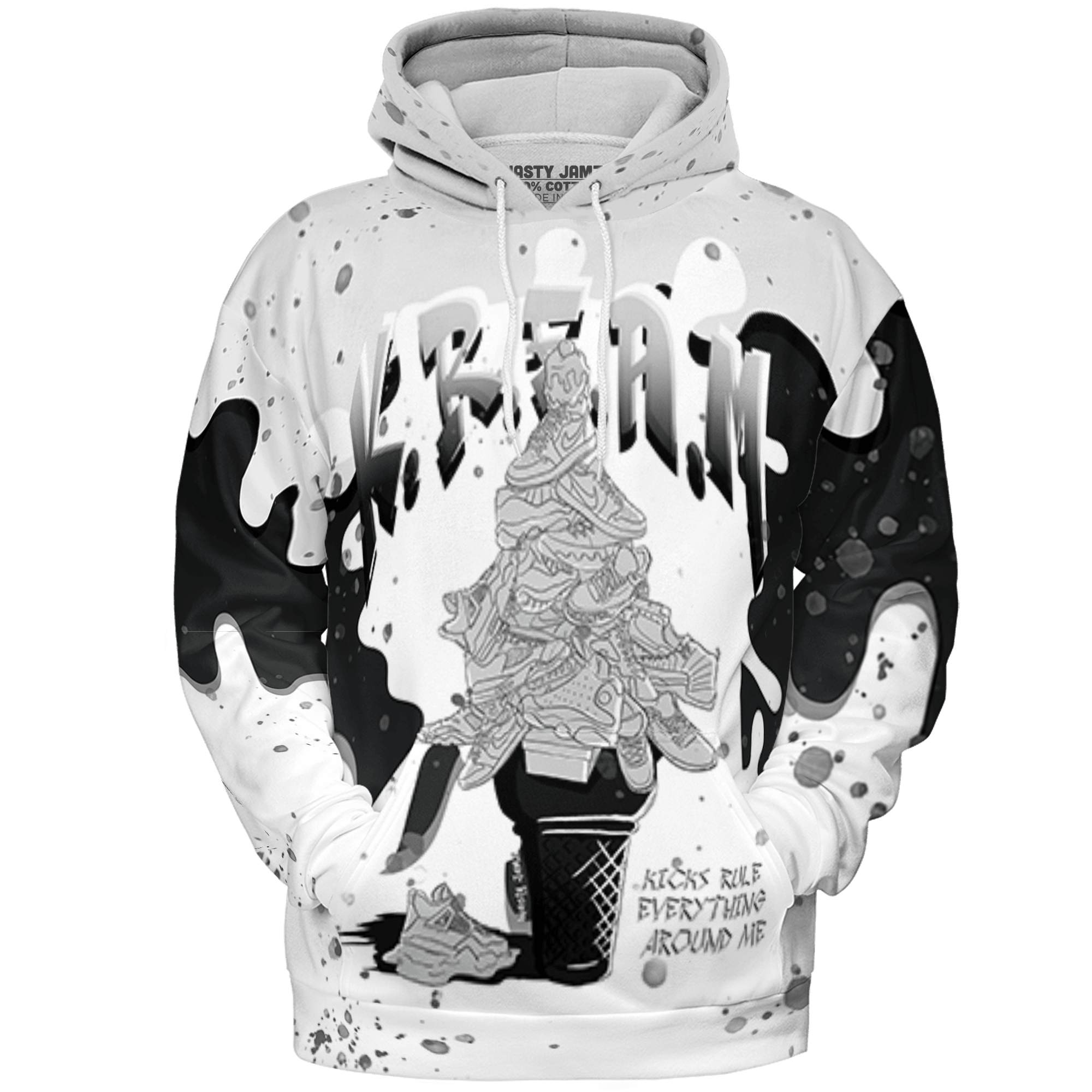 Retro High OG Black White 1s Hoodie Match KREAM 3D All-Over Print Waffle Cone - NastyJamz