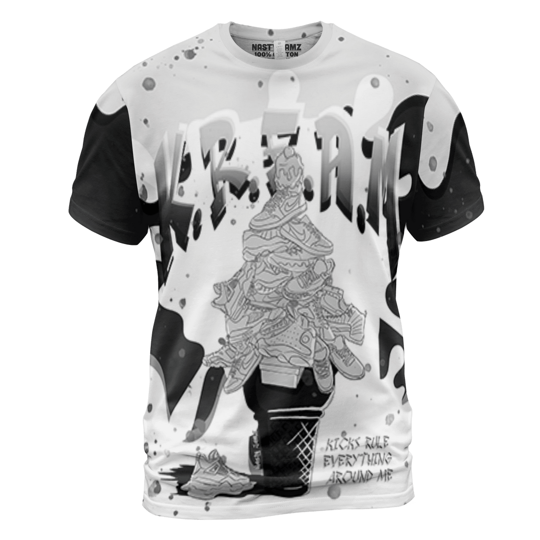 Retro High OG Black White 1s T Shirt Match KREAM 3D All-Over Print Waffle Cone - NastyJamz