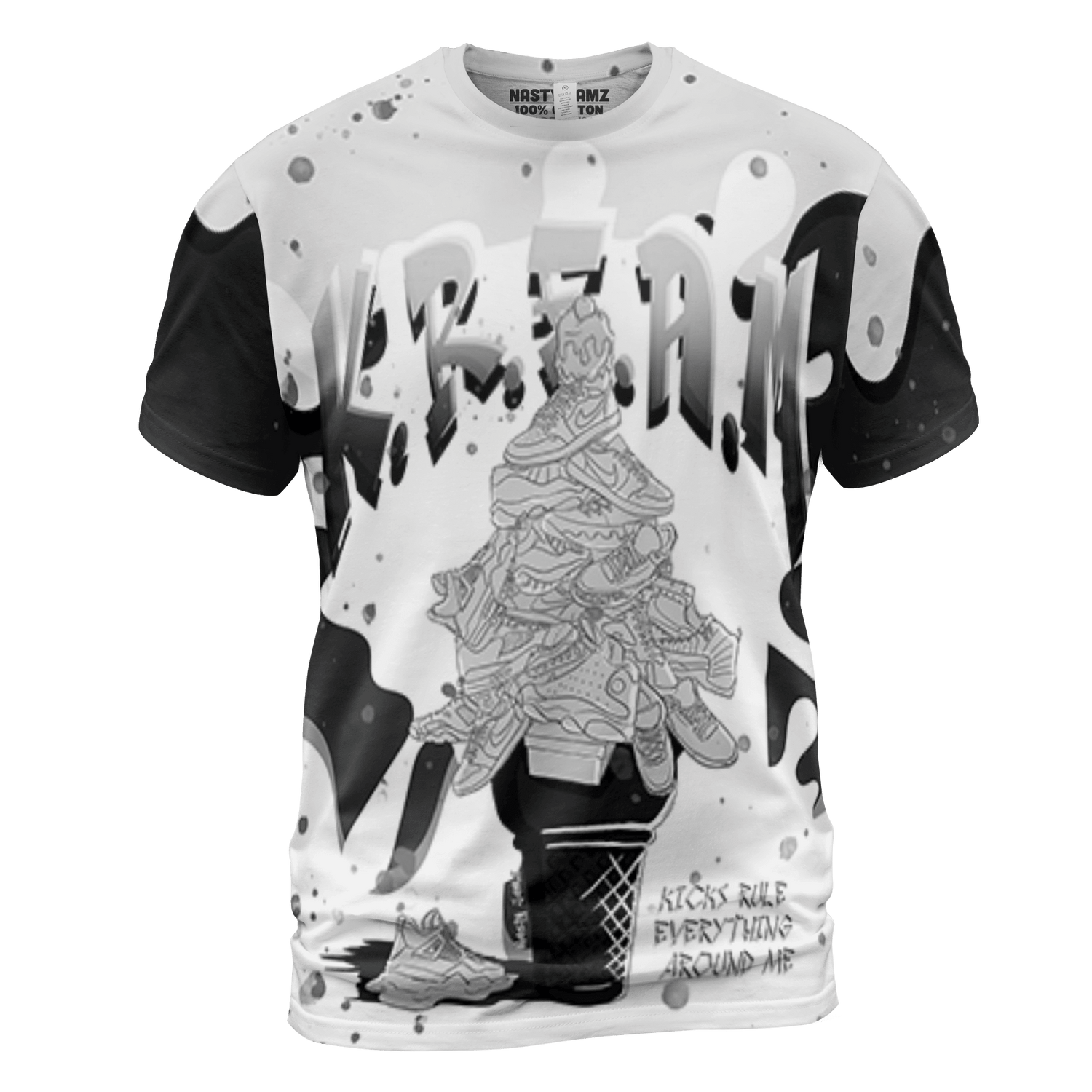 Retro High OG Black White 1s T Shirt Match KREAM 3D All-Over Print Waffle Cone - NastyJamz