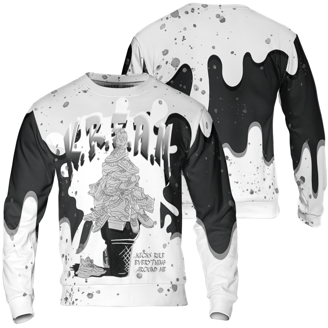 Retro High OG Black White 1s Sweatshirt Match KREAM 3D All-Over Print Waffle Cone - NastyJamz