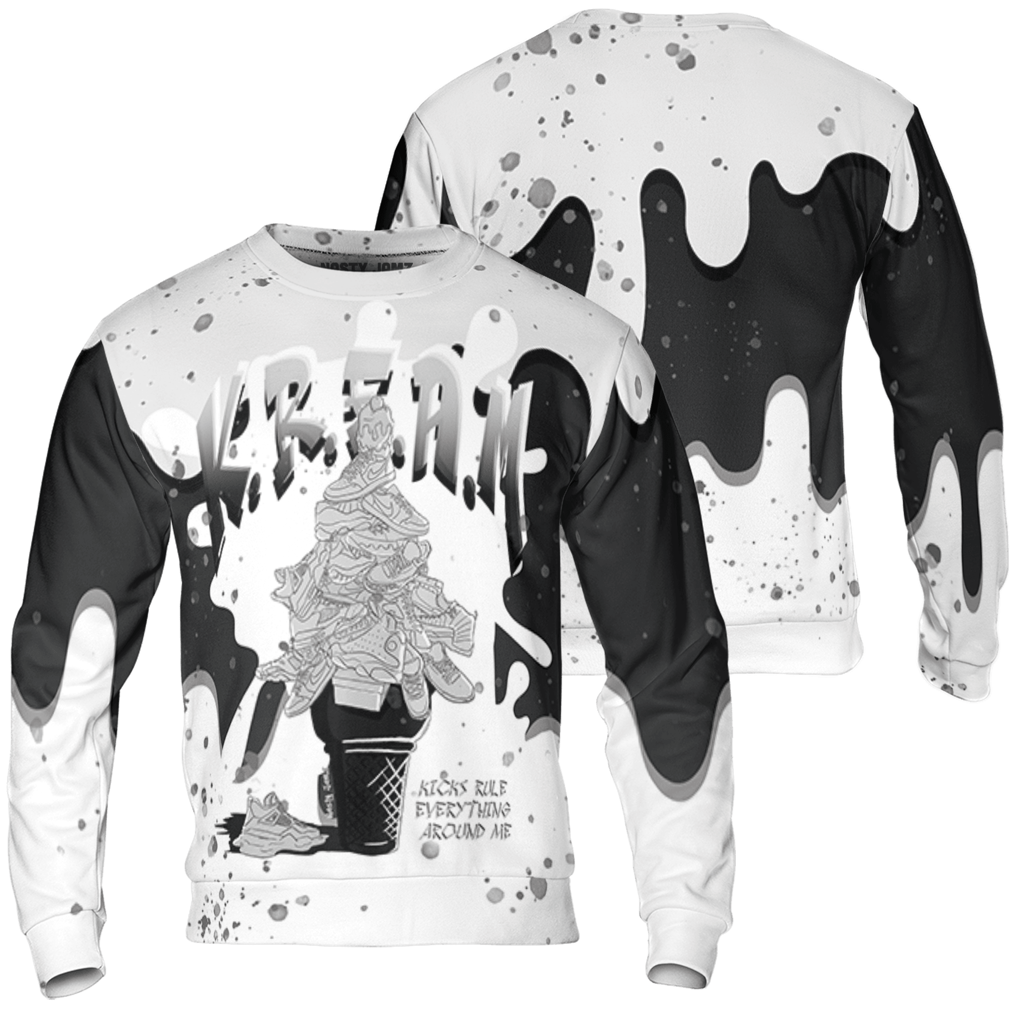 Retro High OG Black White 1s Sweatshirt Match KREAM 3D All-Over Print Waffle Cone - NastyJamz