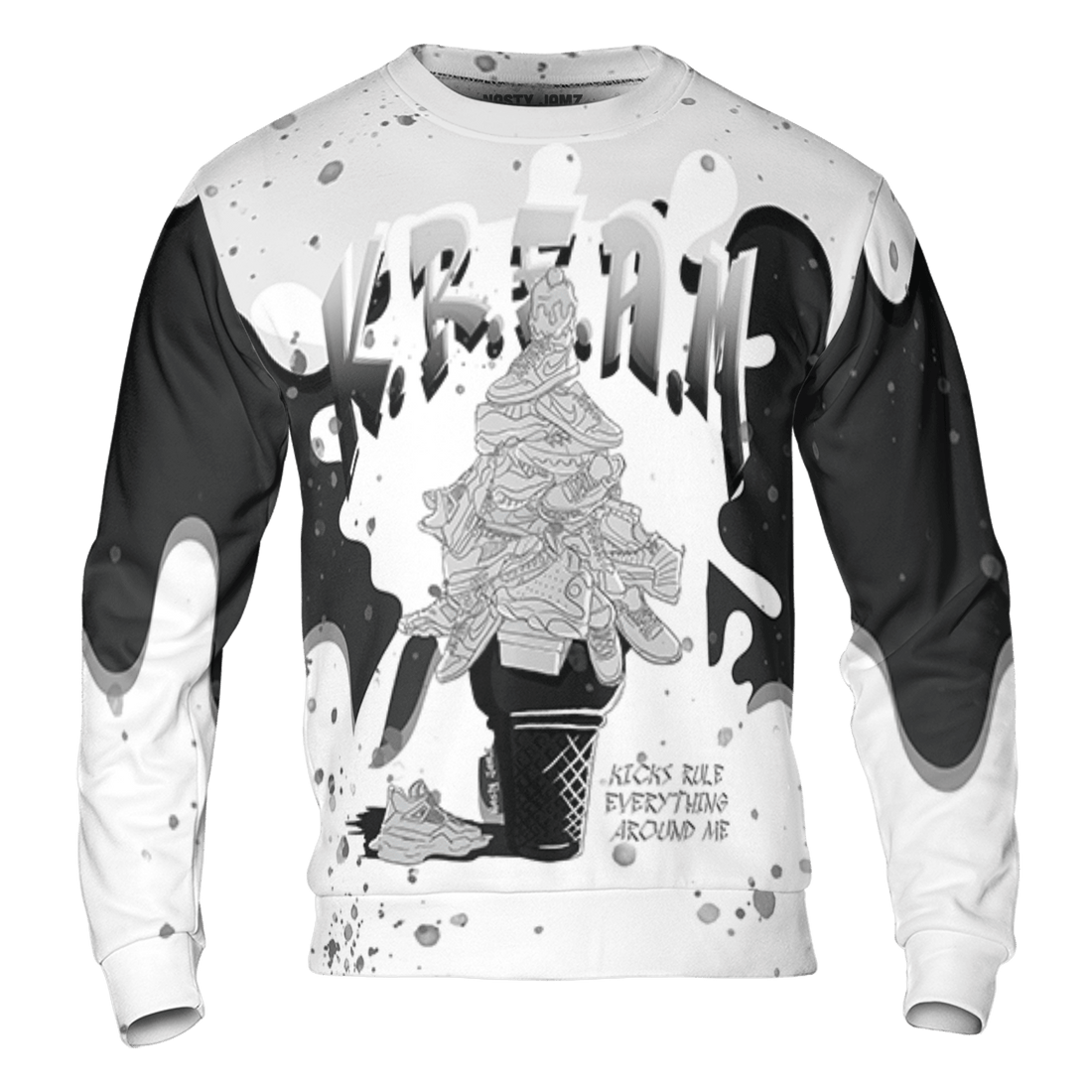Retro High OG Black White 1s Sweatshirt Match KREAM 3D All-Over Print Waffle Cone - NastyJamz