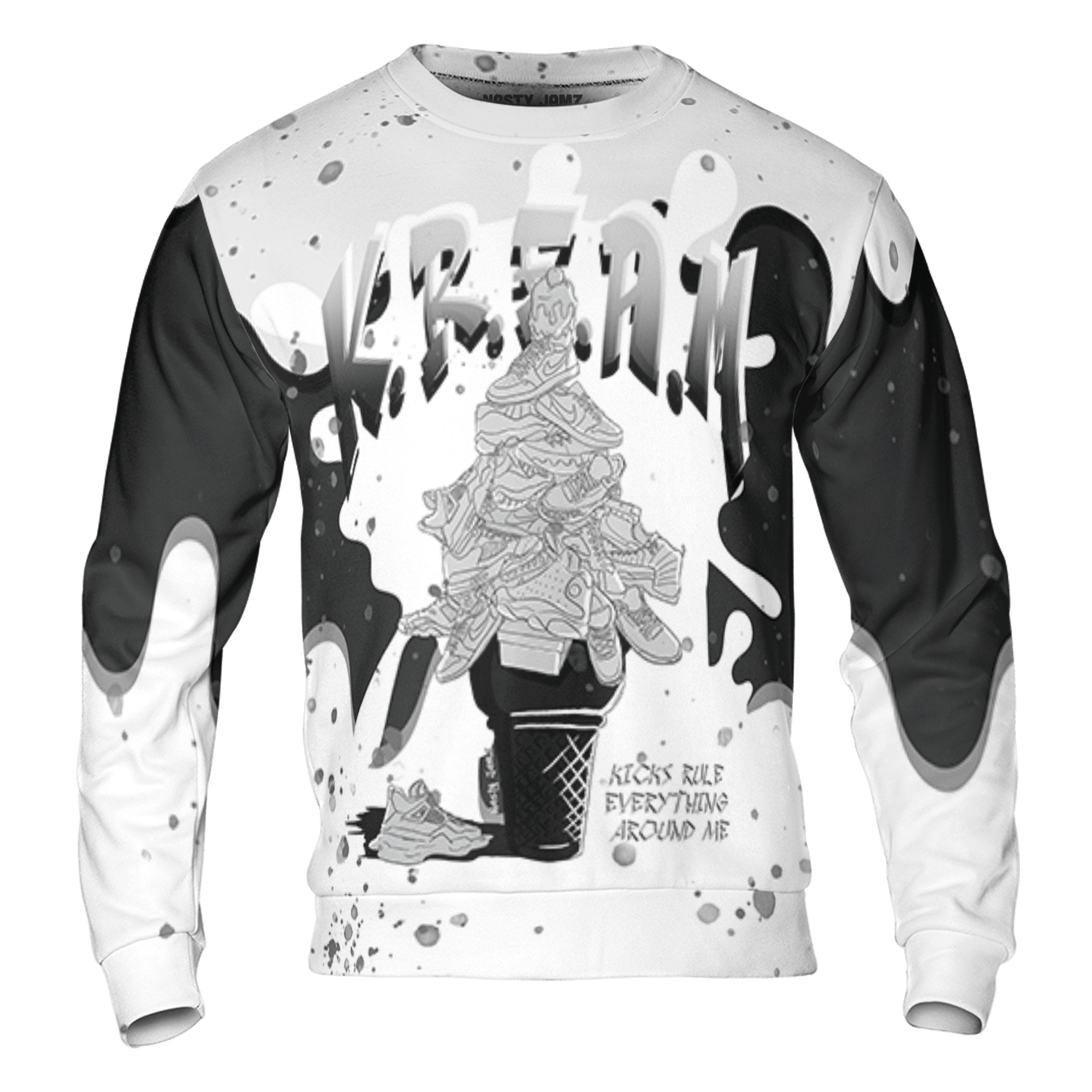Retro High OG Black White 1s Sweatshirt Match KREAM 3D All-Over Print Waffle Cone - NastyJamz