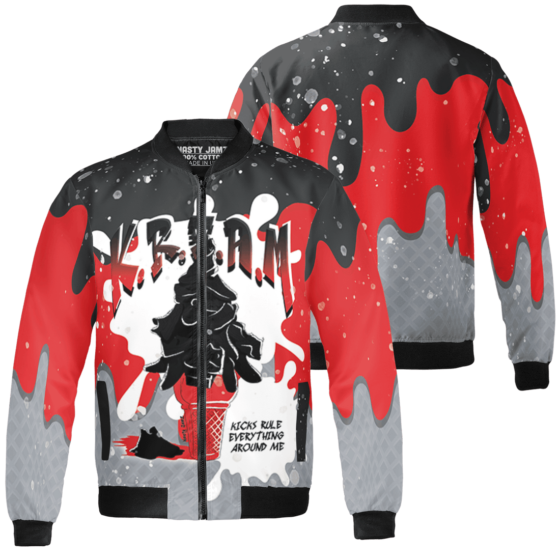 Bred Reimagined 4s Jacket Match KREAM 3D All-Over Print Waffle Cone - NastyJamz