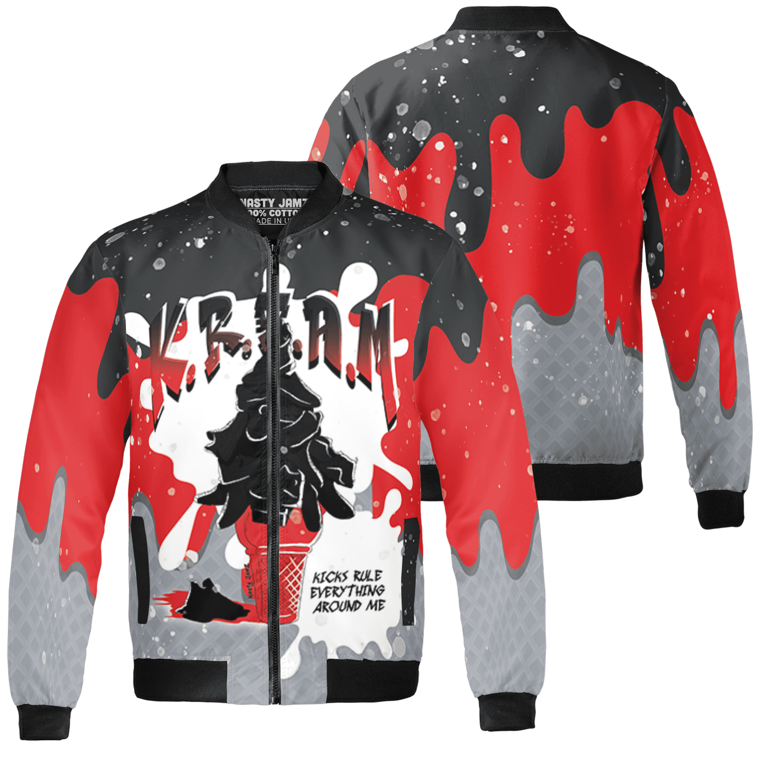 Bred Reimagined 4s Jacket Match KREAM 3D All-Over Print Waffle Cone - NastyJamz