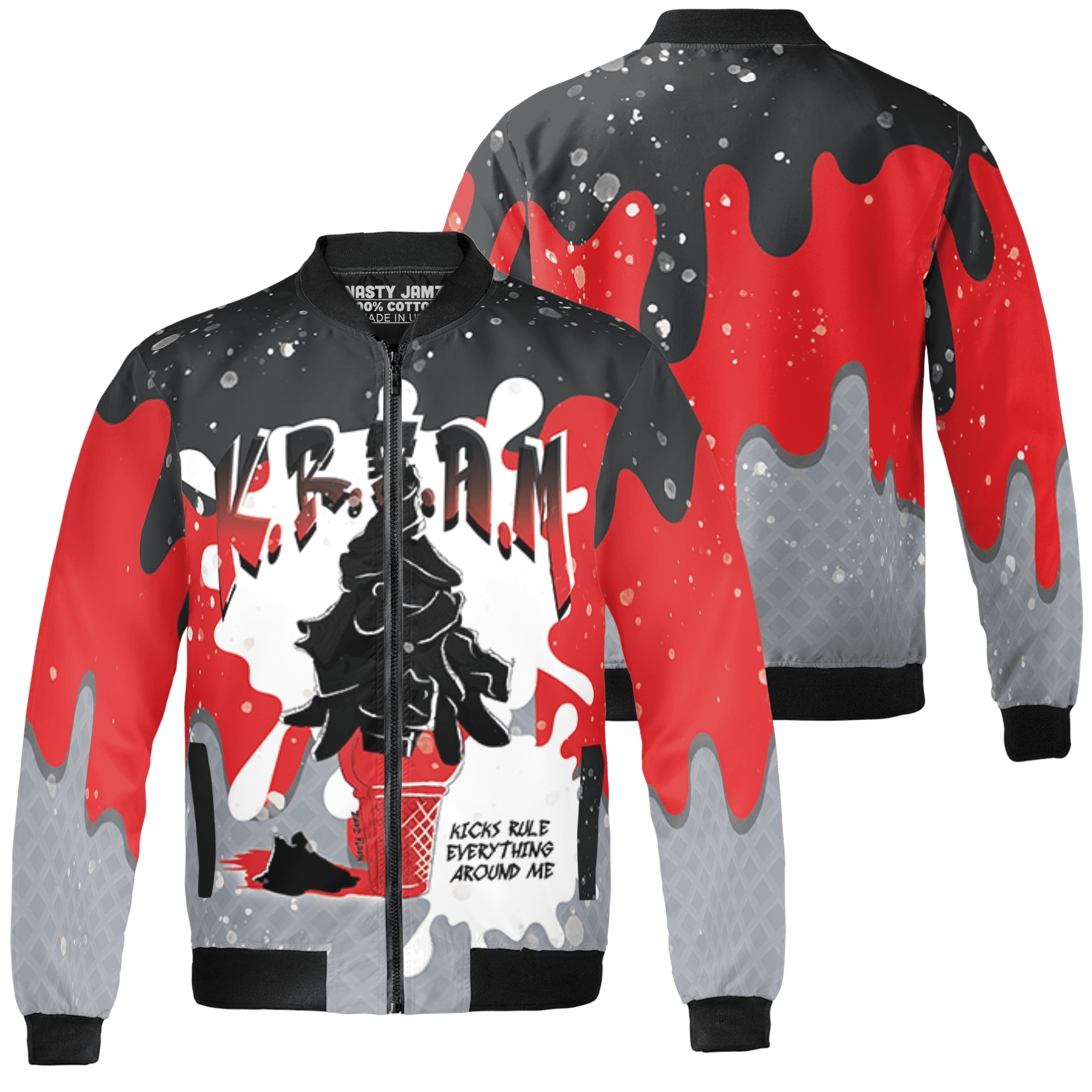 Bred Reimagined 4s Jacket Match KREAM 3D All-Over Print Waffle Cone - NastyJamz