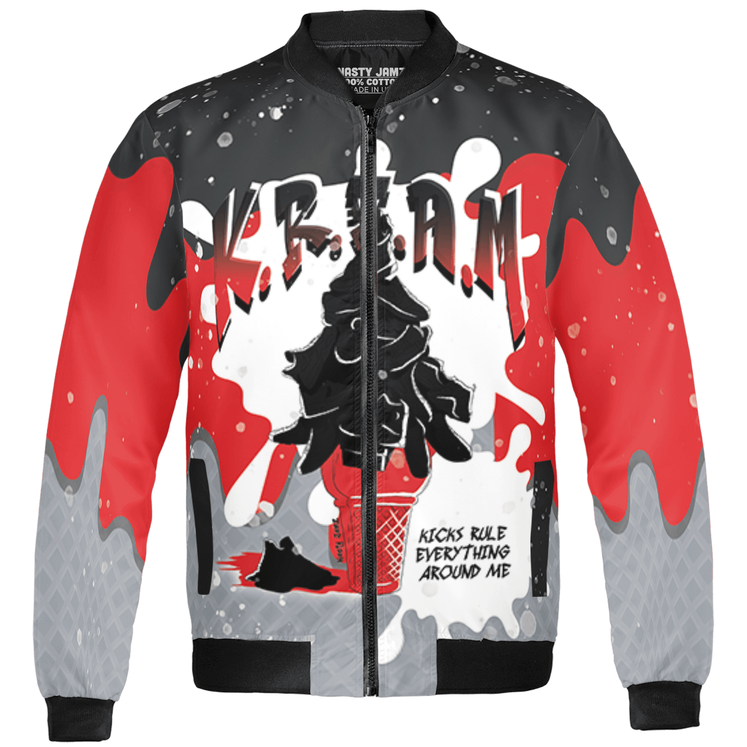 Bred Reimagined 4s Jacket Match KREAM 3D All-Over Print Waffle Cone - NastyJamz