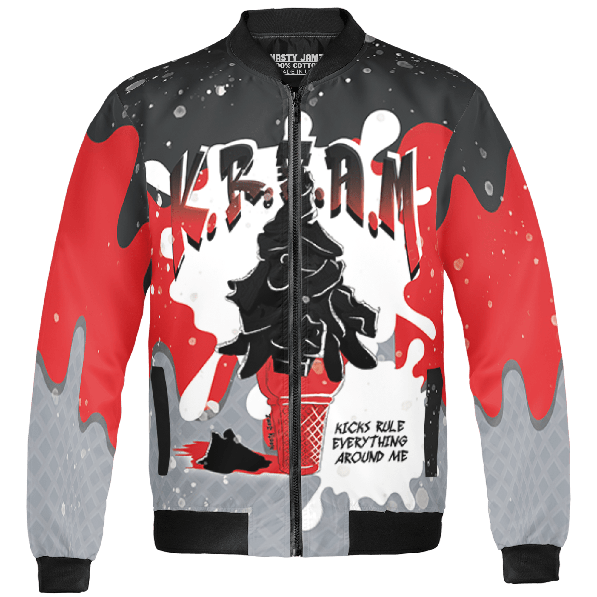 Bred Reimagined 4s Jacket Match KREAM 3D All-Over Print Waffle Cone - NastyJamz