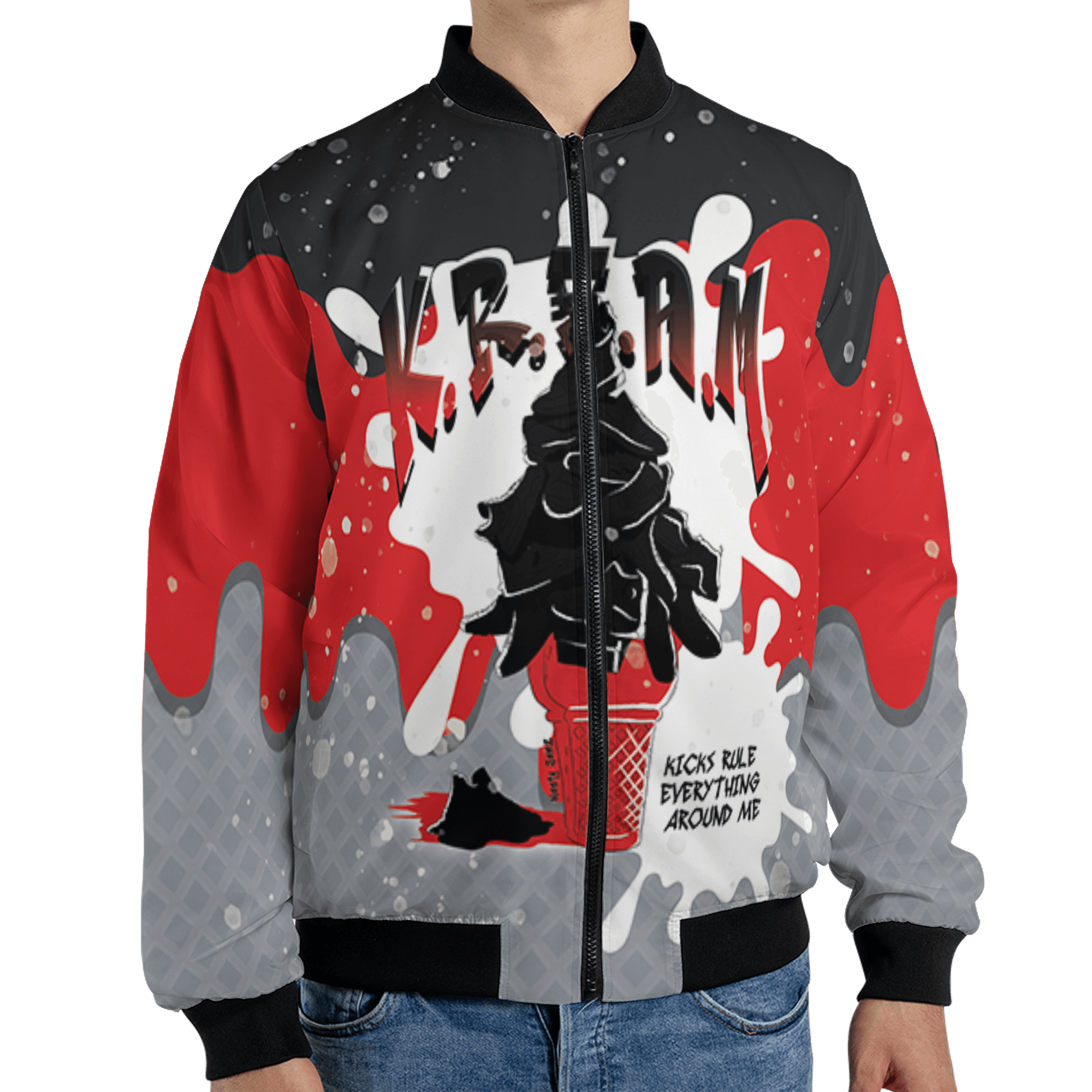 Bred Reimagined 4s Jacket Match KREAM 3D All-Over Print Waffle Cone - NastyJamz