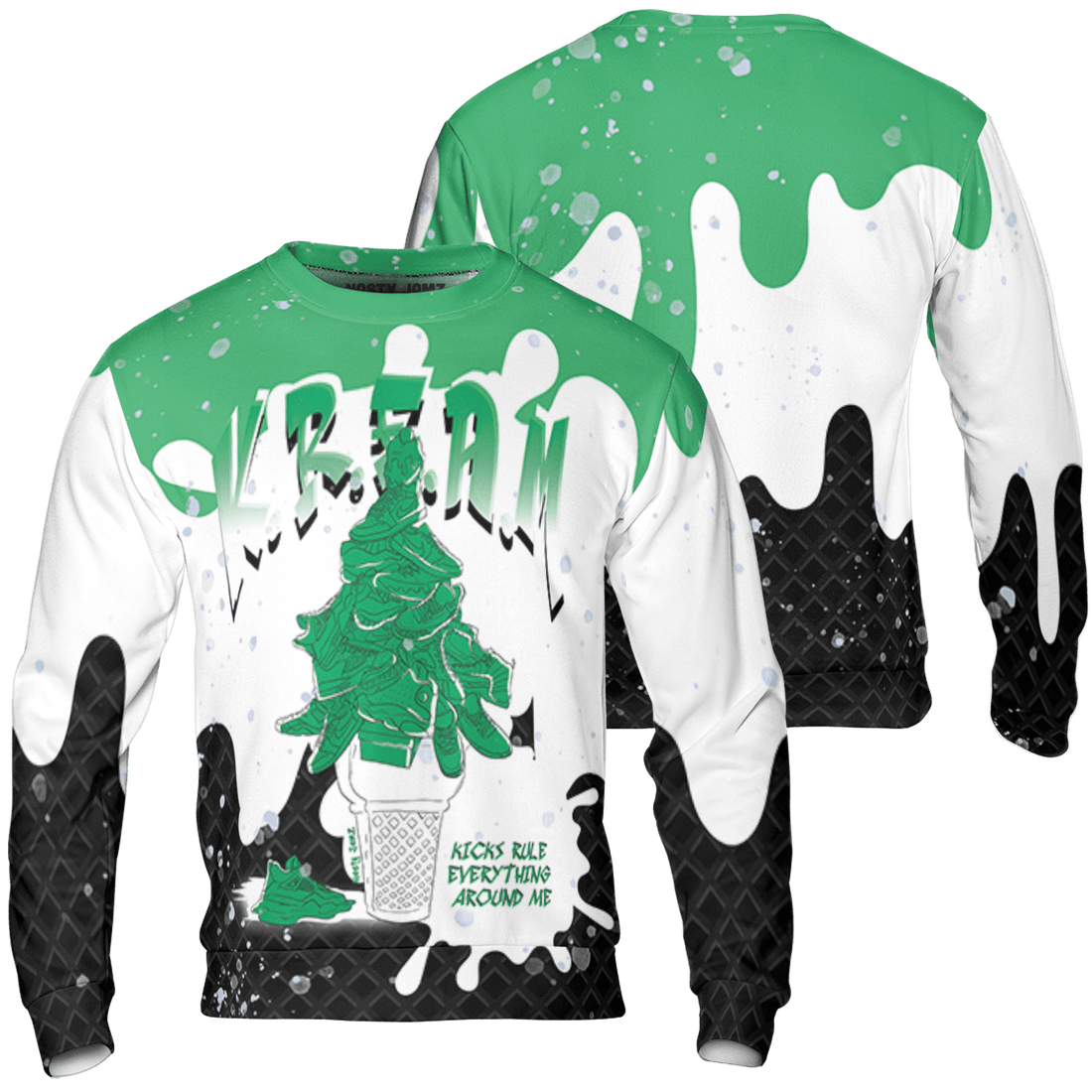 Lucky Green 5s Sweatshirt Match KREAM 3D All-Over Print Waffle Cone - NastyJamz