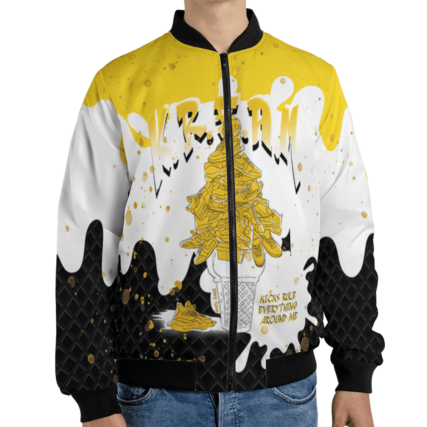 Yellow Ochre 6s Jacket Match KREAM 3D All-Over Print Waffle Cone - NastyJamz