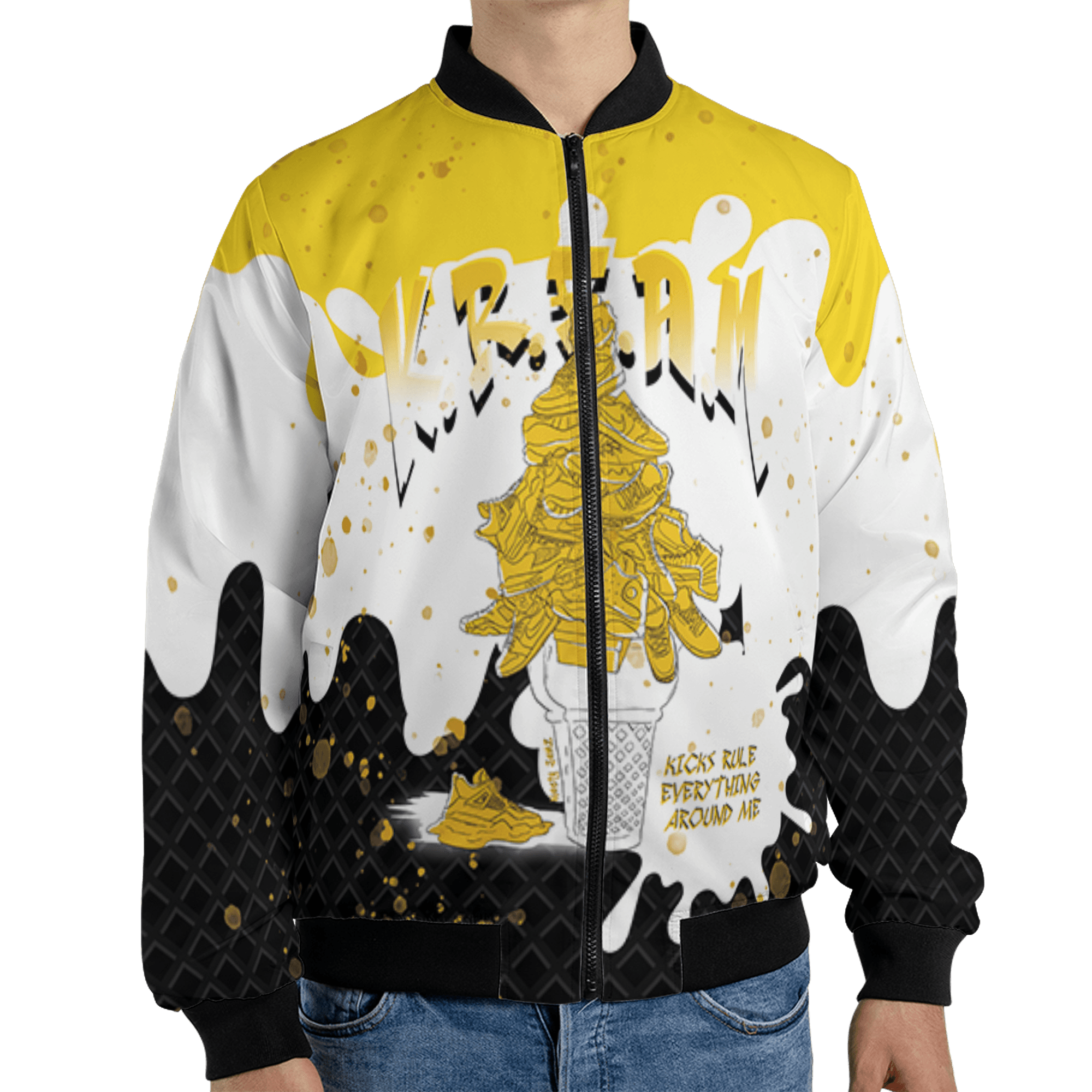 Yellow Ochre 6s Jacket Match KREAM 3D All-Over Print Waffle Cone - NastyJamz