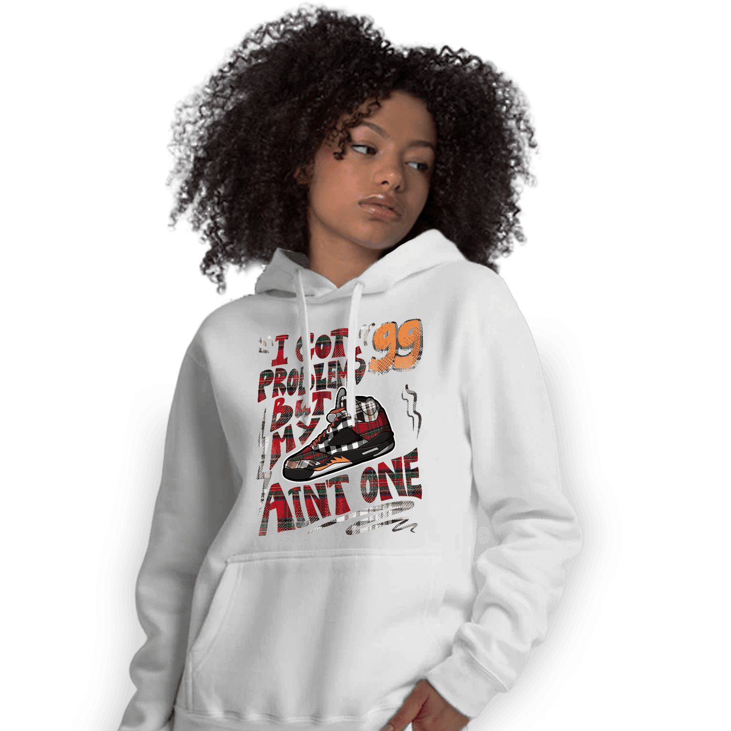 Plaid 5s Hoodie Match Kicks Aint My Problems - NastyJamz
