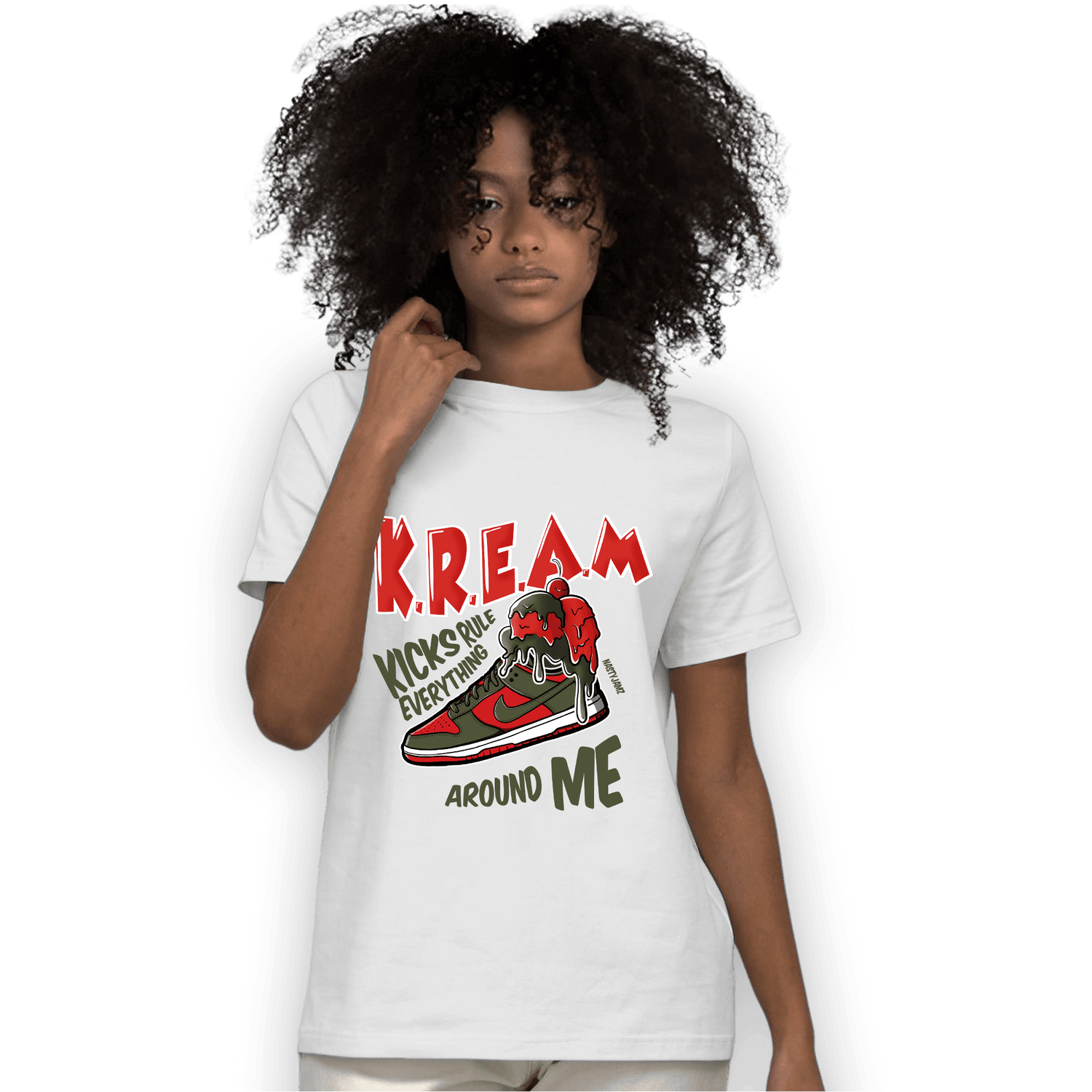 Dunk Low Mystic Red T Shirt Match Kream Sneaker - NastyJamz