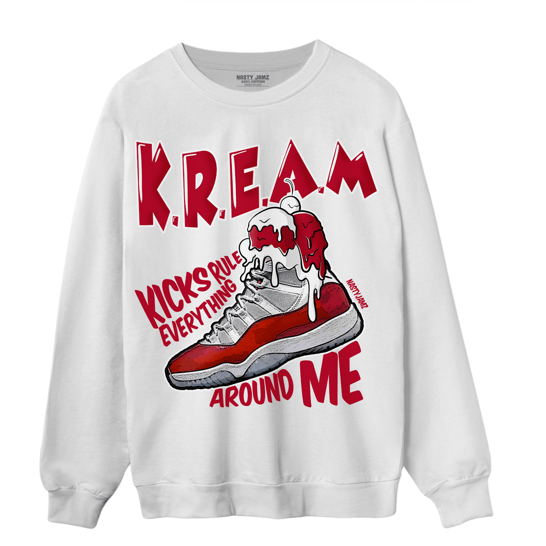 Cherry 11s Sweatshirt Match Kream Sneaker - NastyJamz