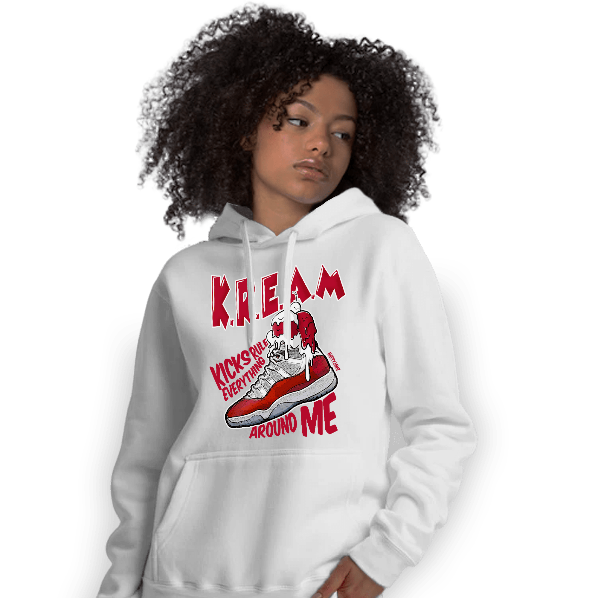 Cherry 11s Hoodie Match Kream Sneaker - NastyJamz