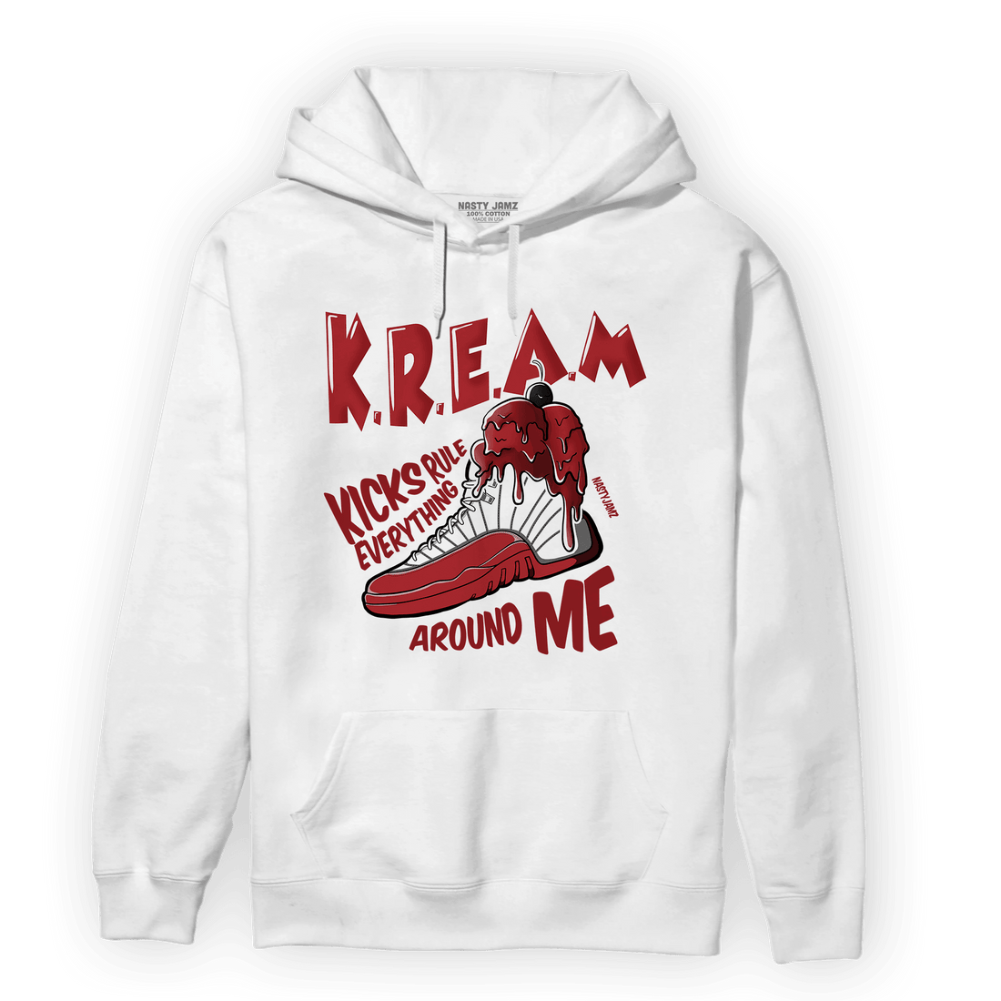 Cherry 12s Hoodie Match Kream Sneaker - NastyJamz