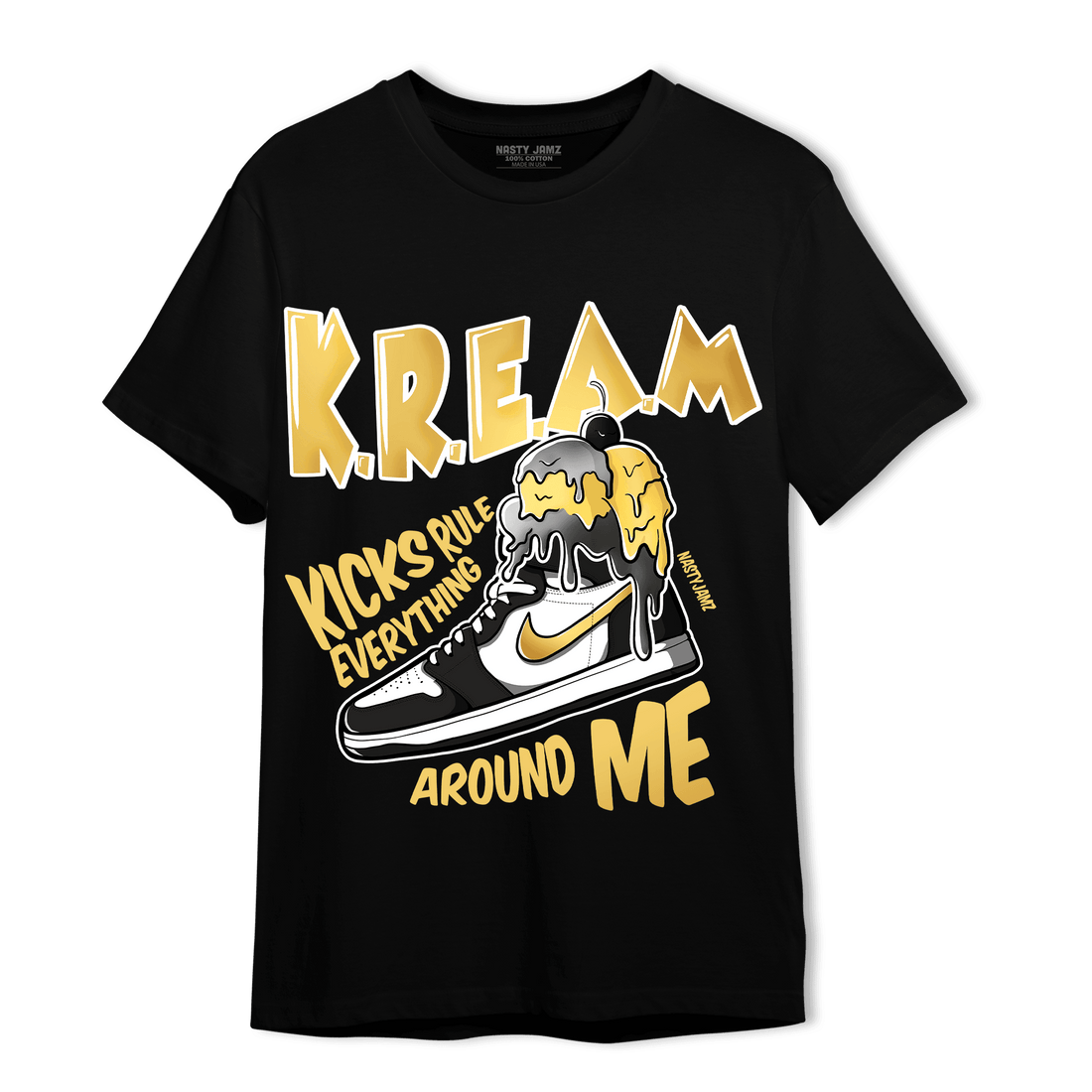 Mid SE Black Gold 1s T Shirt Match Kream Sneaker - NastyJamz