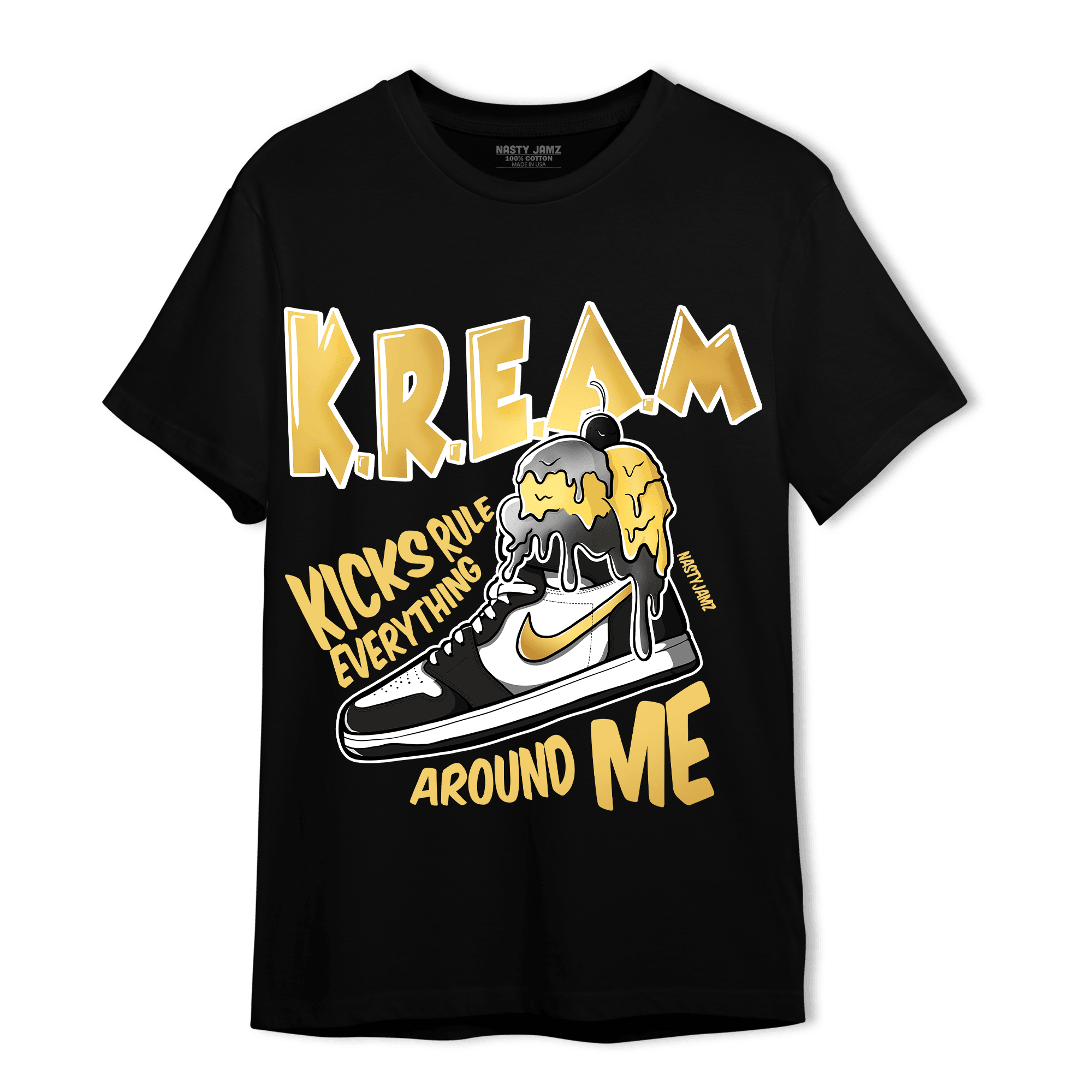 Mid SE Black Gold 1s T Shirt Match Kream Sneaker - NastyJamz