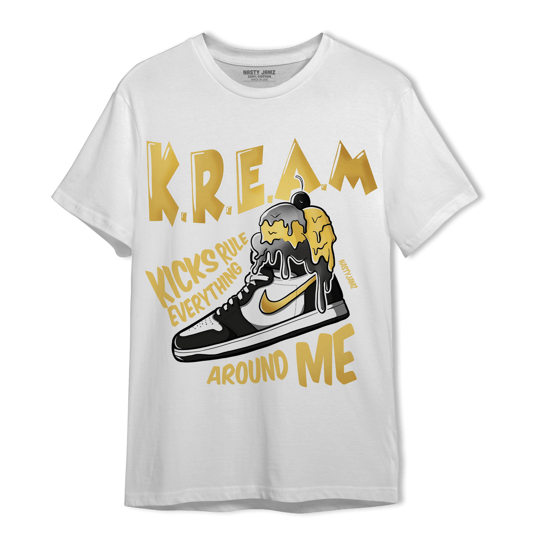 Mid SE Black Gold 1s T Shirt Match Kream Sneaker - NastyJamz