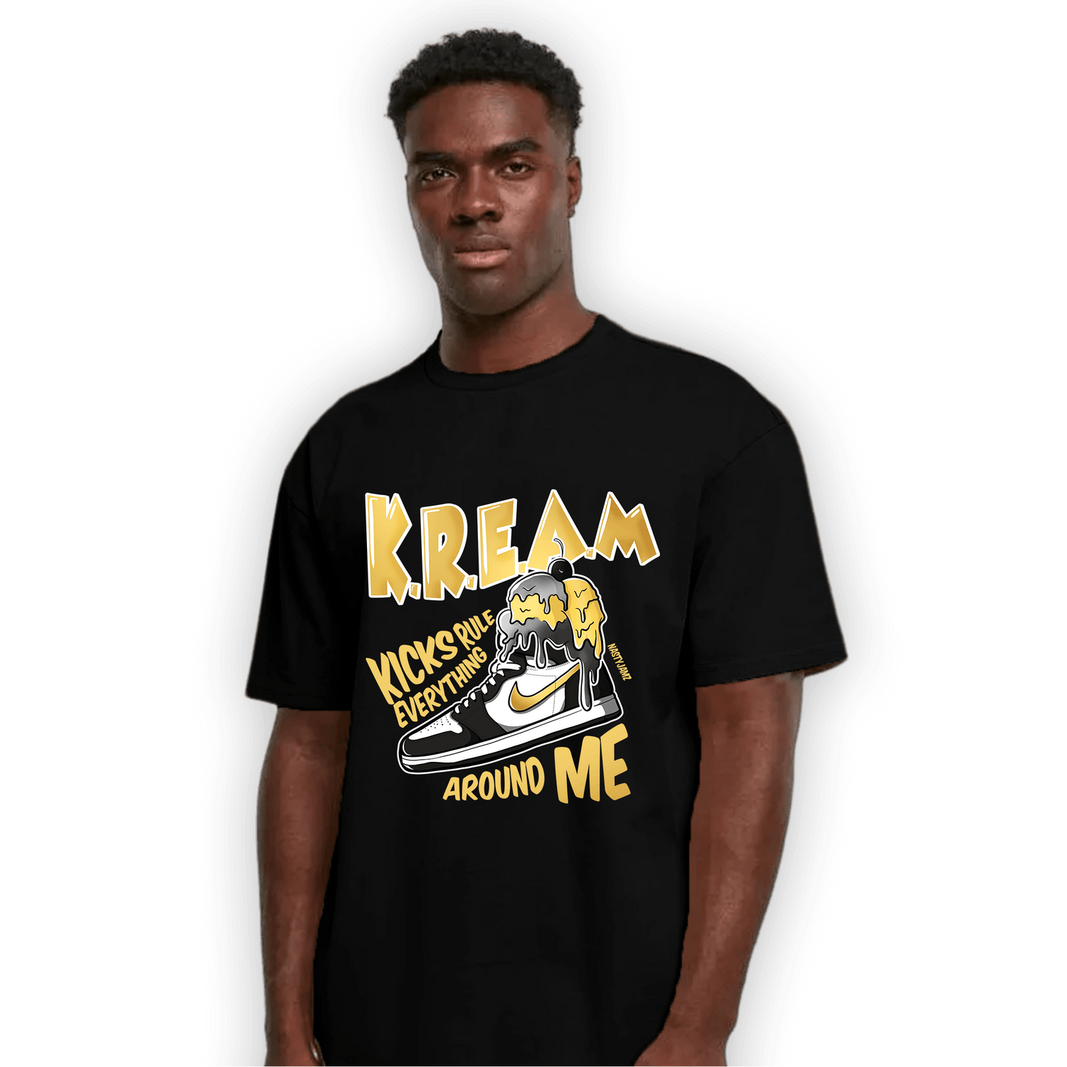 Mid SE Black Gold 1s T Shirt Match Kream Sneaker - NastyJamz