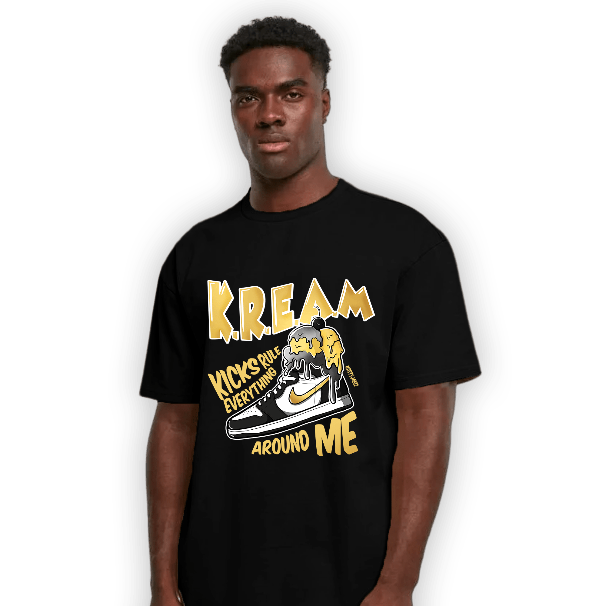 Mid SE Black Gold 1s T Shirt Match Kream Sneaker - NastyJamz