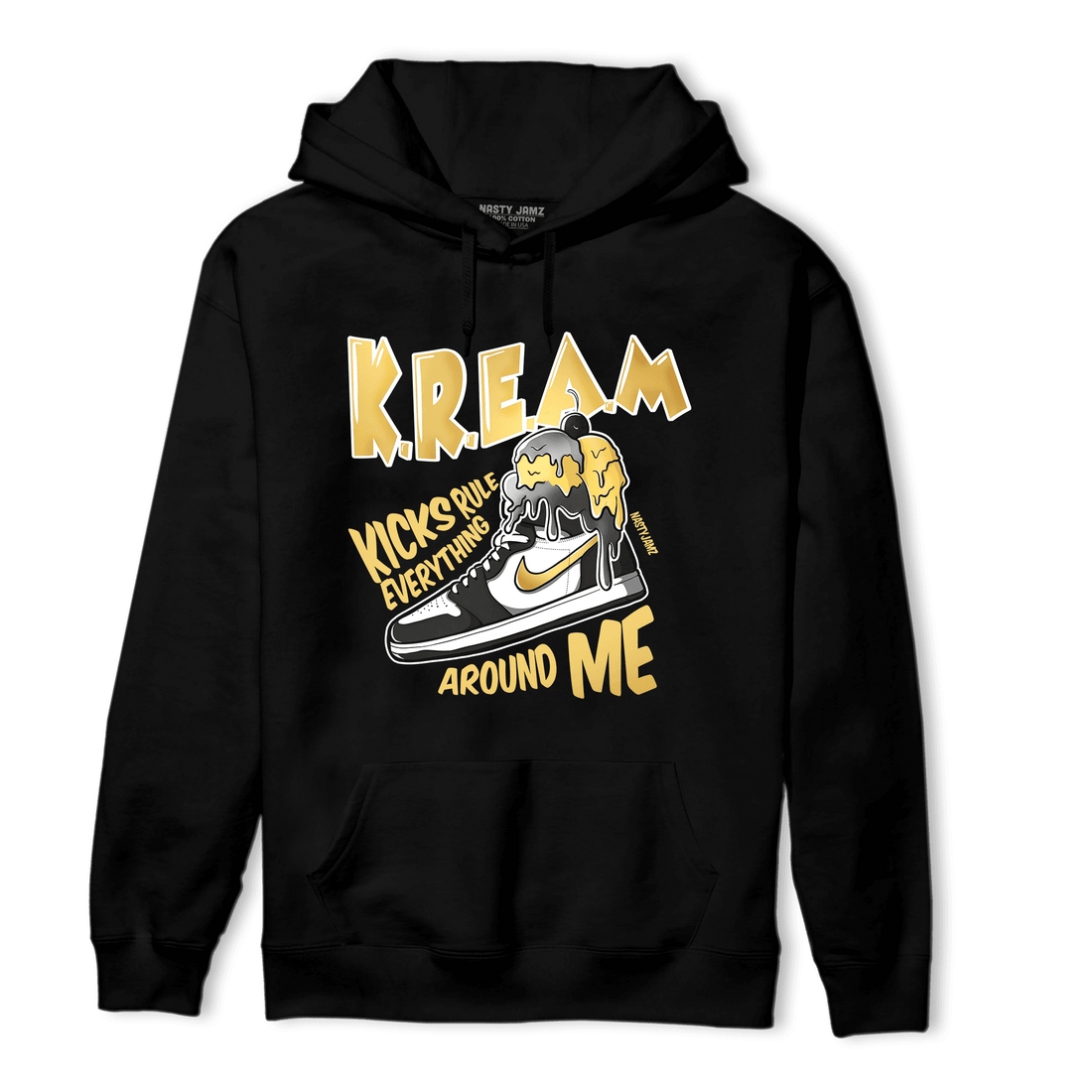 Mid SE Black Gold 1s Hoodie Match Kream Sneaker - NastyJamz