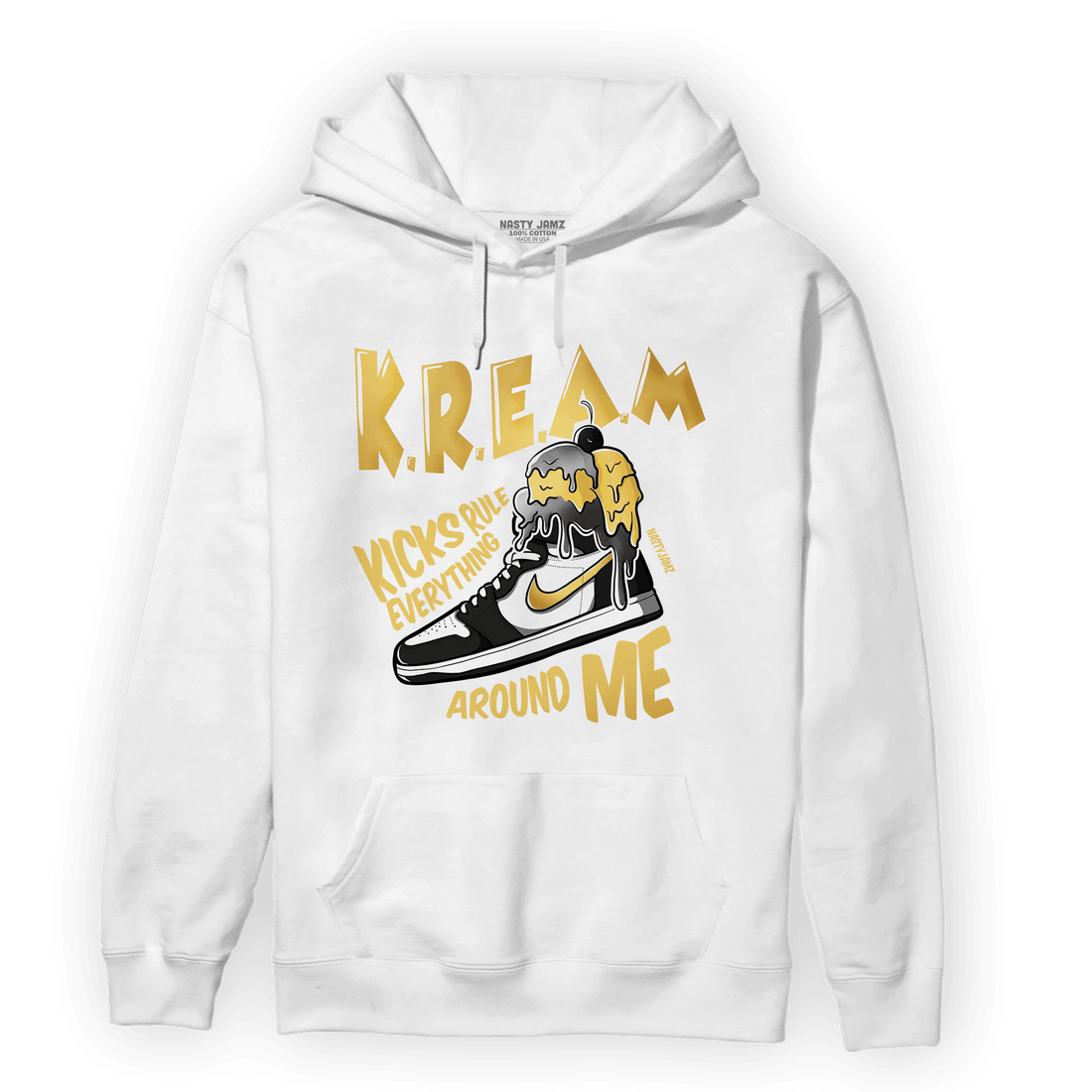 Mid SE Black Gold 1s Hoodie Match Kream Sneaker - NastyJamz