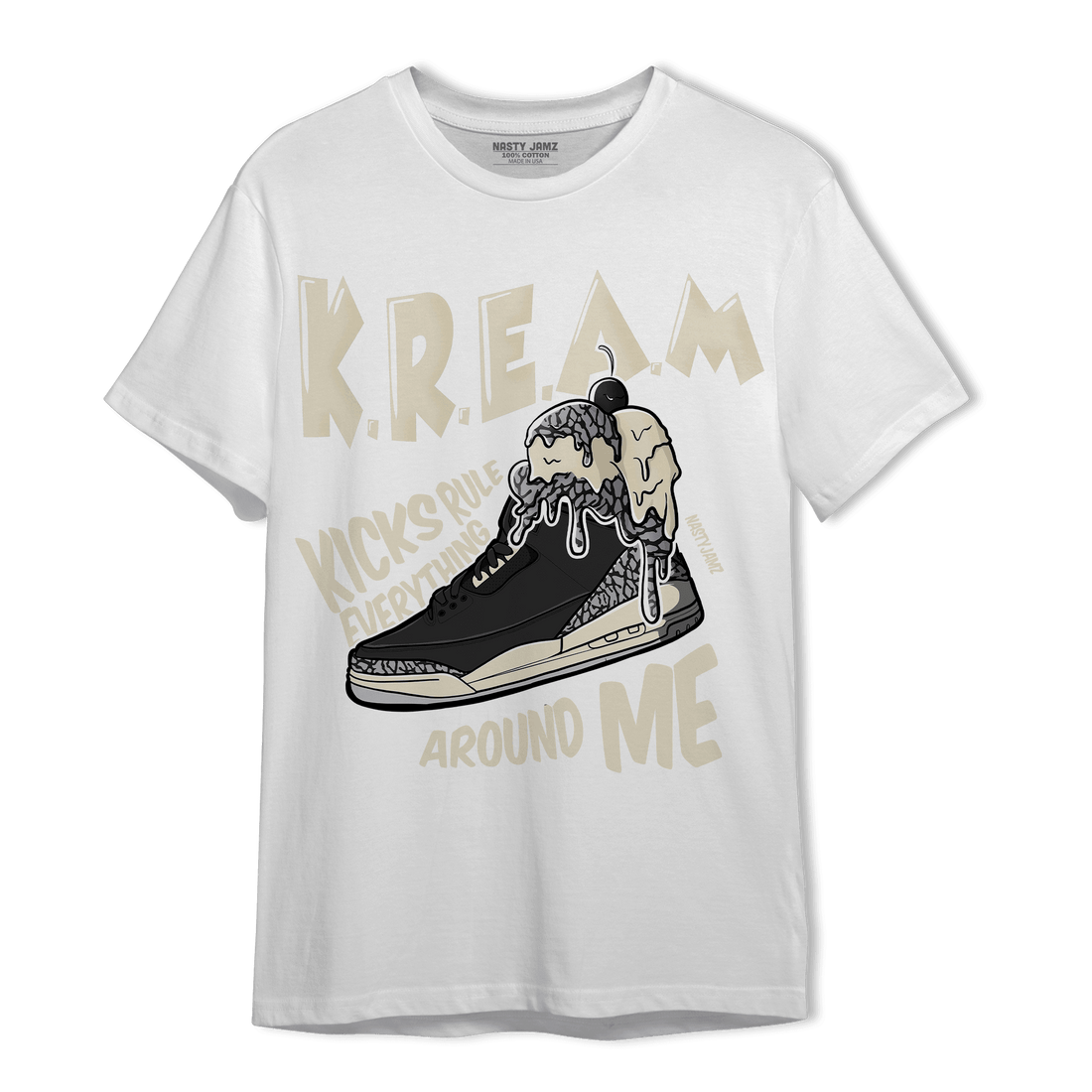 Off Noir 3s T Shirt Match Kream Sneaker - NastyJamz