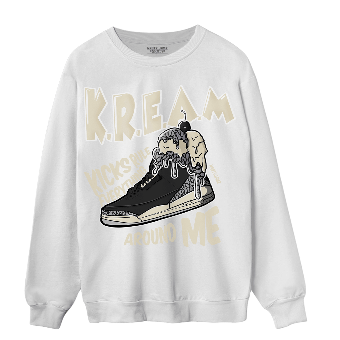 Off Noir 3s Sweatshirt Match Kream Sneaker - NastyJamz