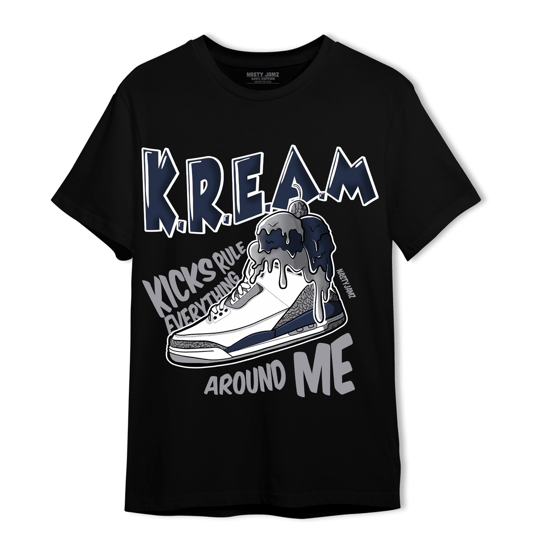 White Navy 3s T Shirt Match Kream Sneaker - NastyJamz